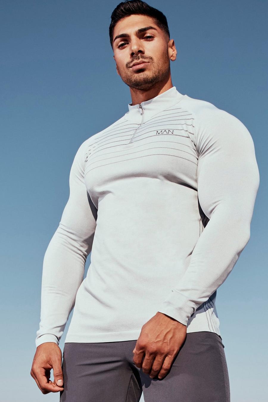 Grey Man Active Gym Muscle Ribbed Seamless T-Shirt image number 1
