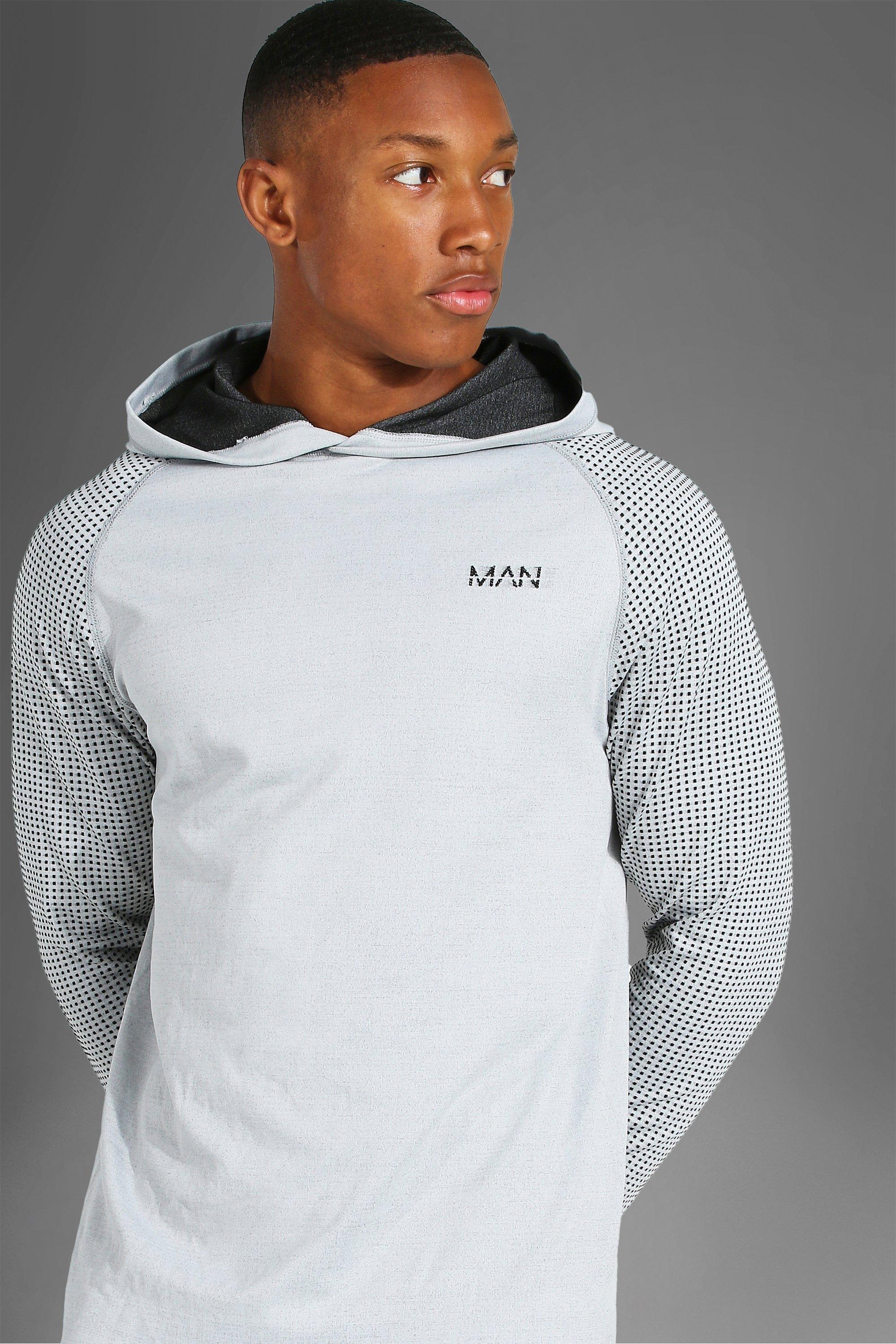 Muscle fit grey hoodie online