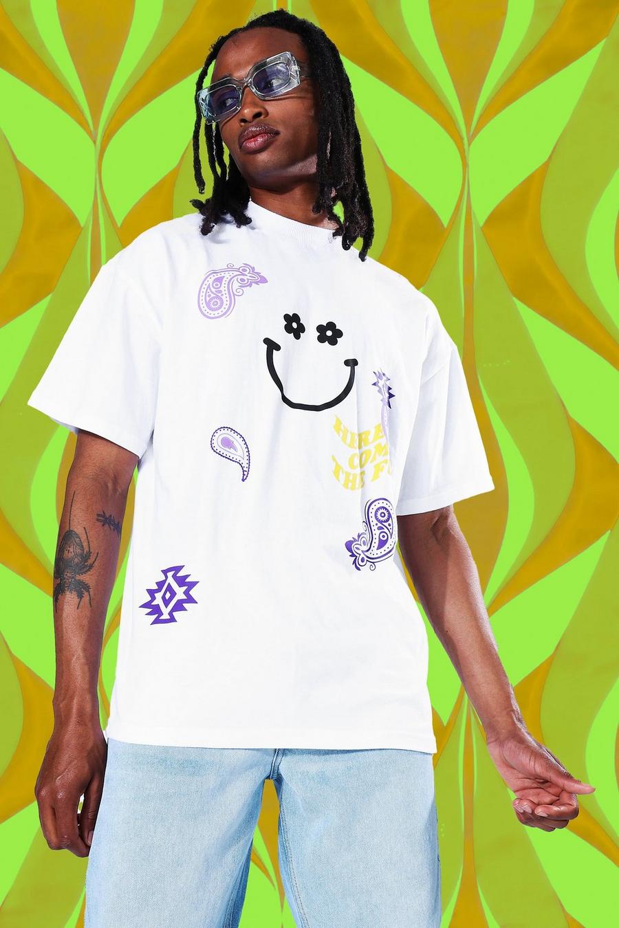 White Oversized All Good Graphic T-shirt image number 1