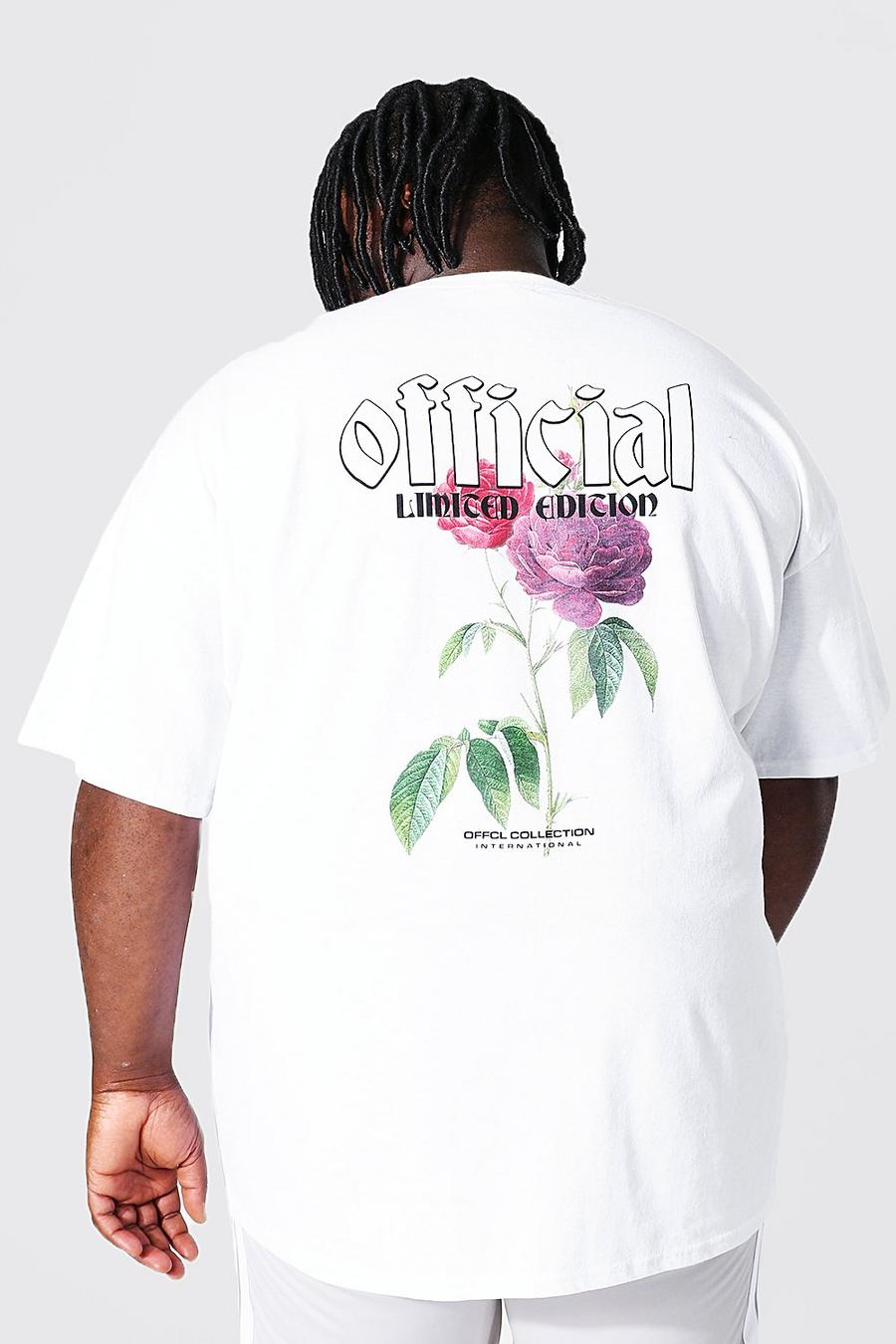 White Plus Size Official Rose Back Print T-shirt image number 1