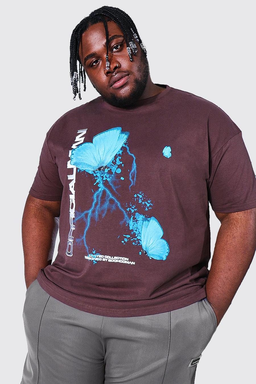 Chocolate Plus Size Lightening Butterfly Graphic T-Shirt image number 1
