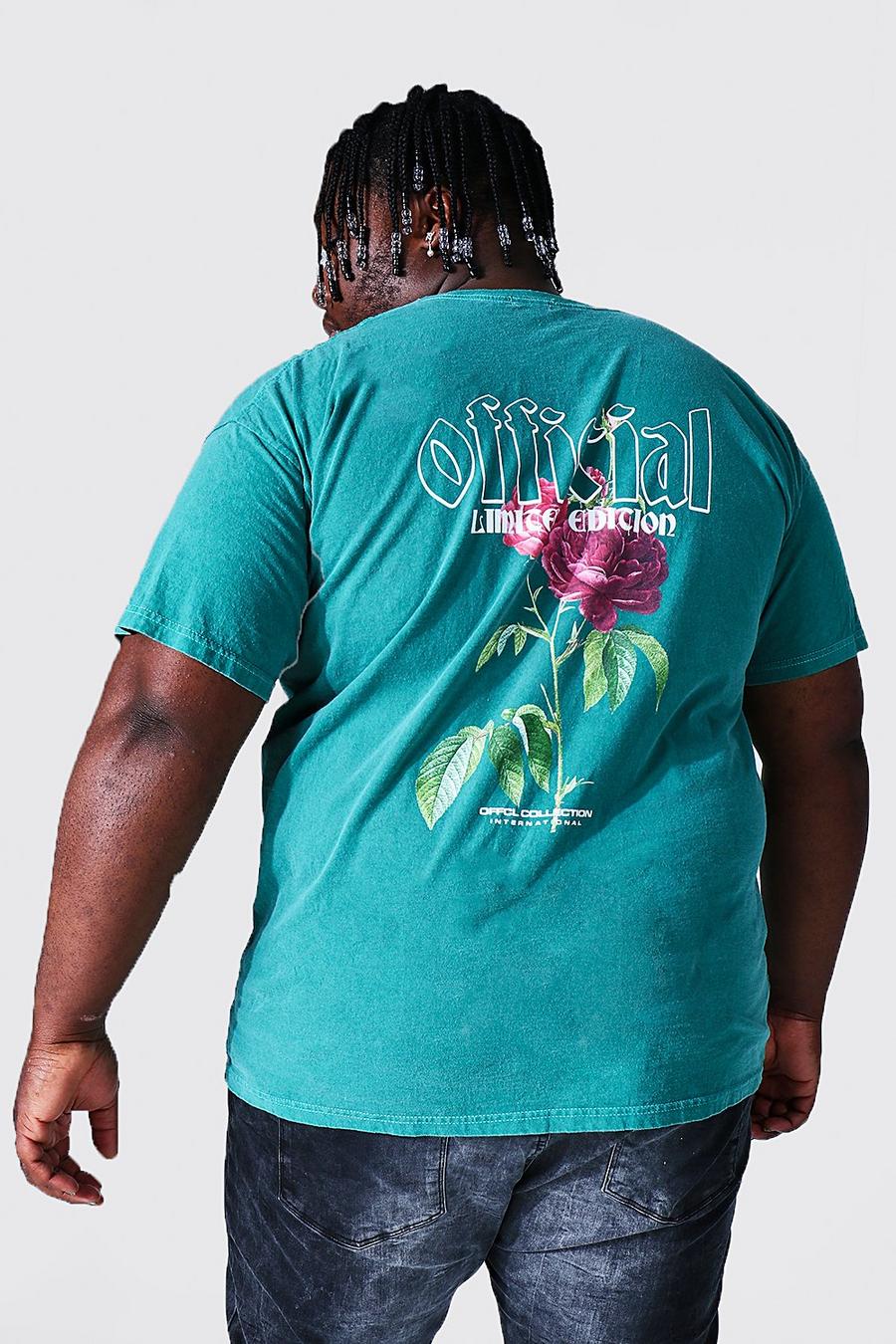 Teal Plus Size Overdyed Official Back Print Tee image number 1