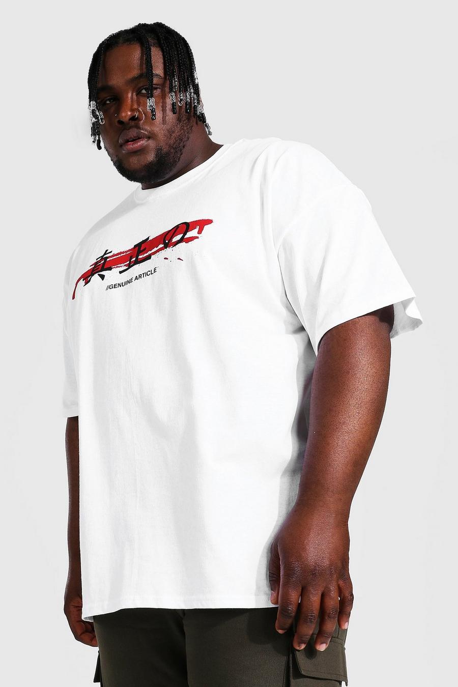 White vit Plus size - T-shirt med graffititryck image number 1