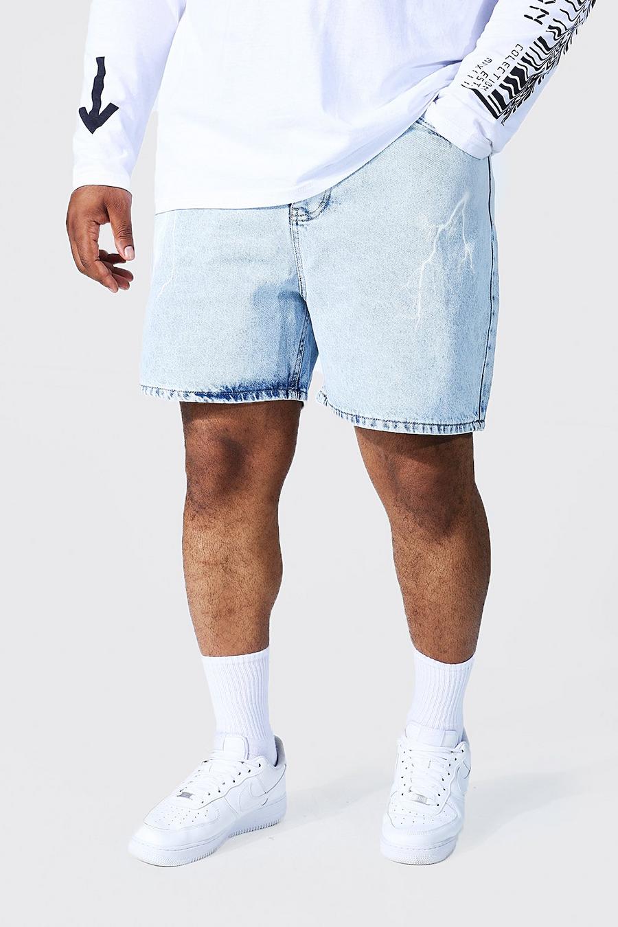 Grande taille - Short en jean slim imprimé clair, Light blue image number 1