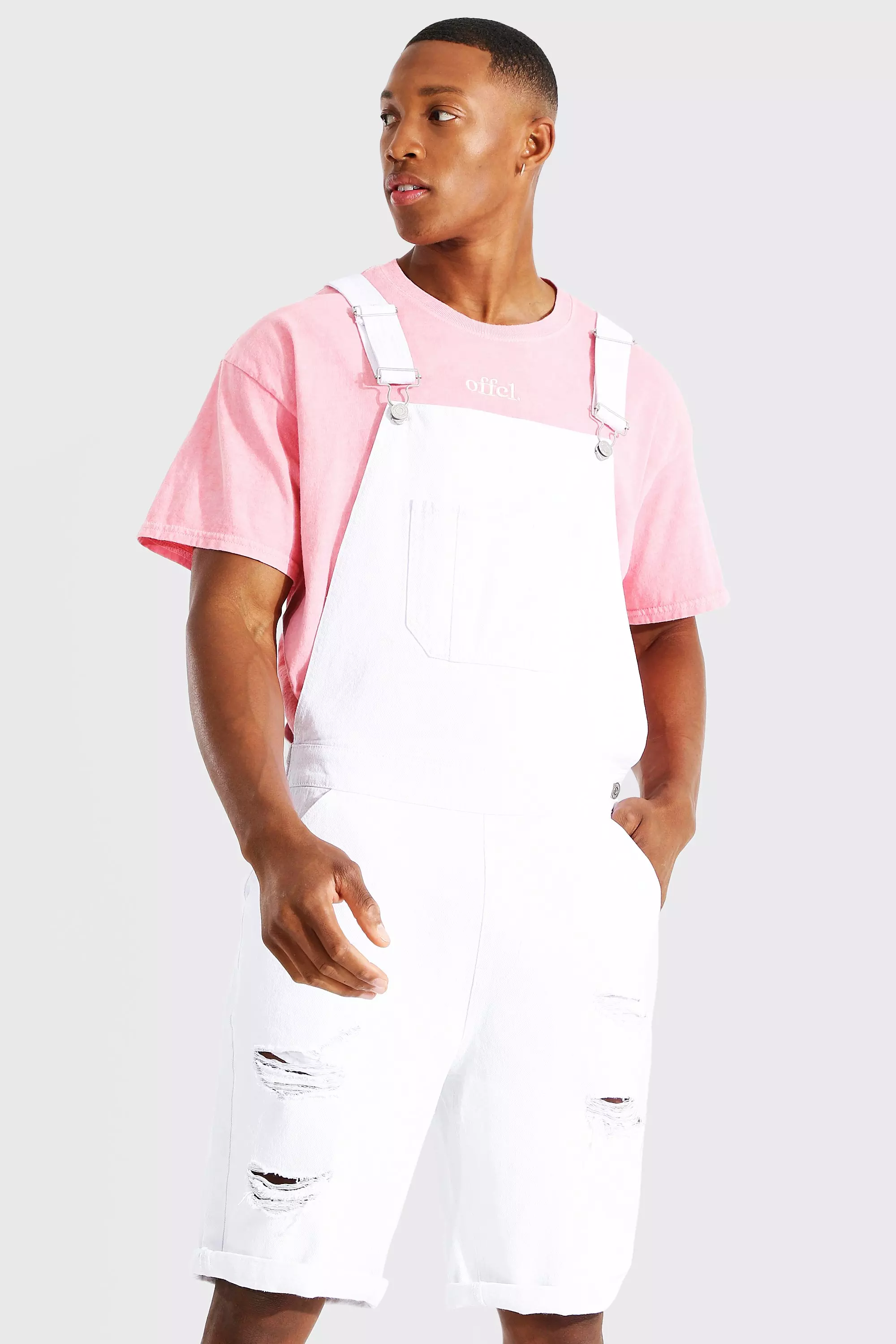 Mens white overalls on sale shorts