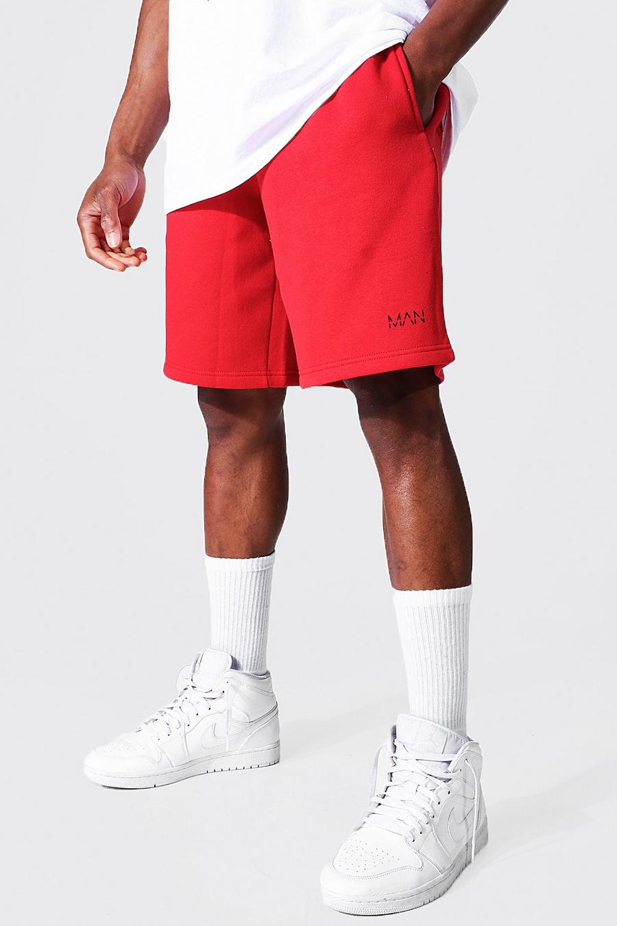 Red Original Man Mid Length Loose Jersey Shorts image number 1