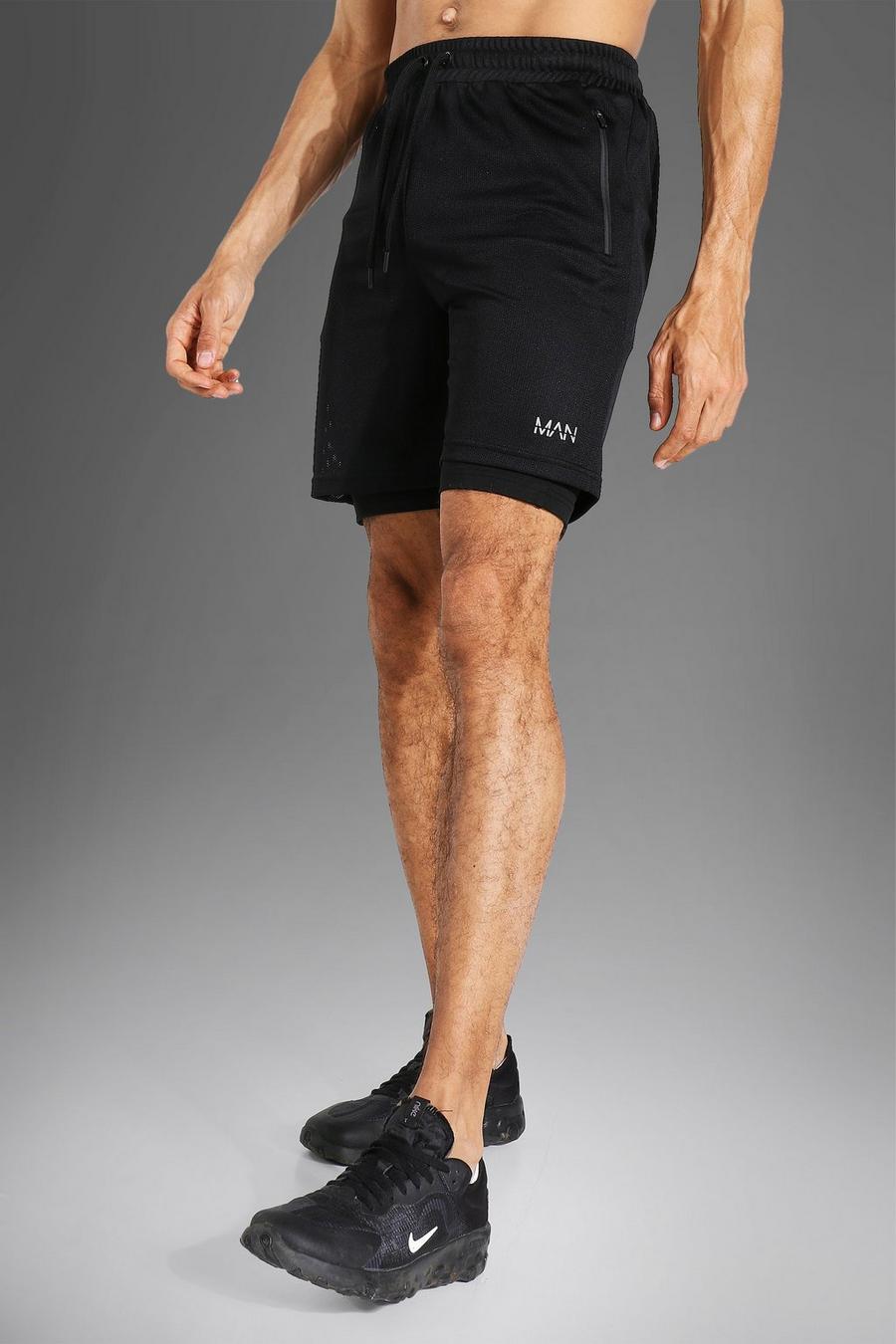 Black Tall Man Active Mesh 2-In-1 Shorts image number 1