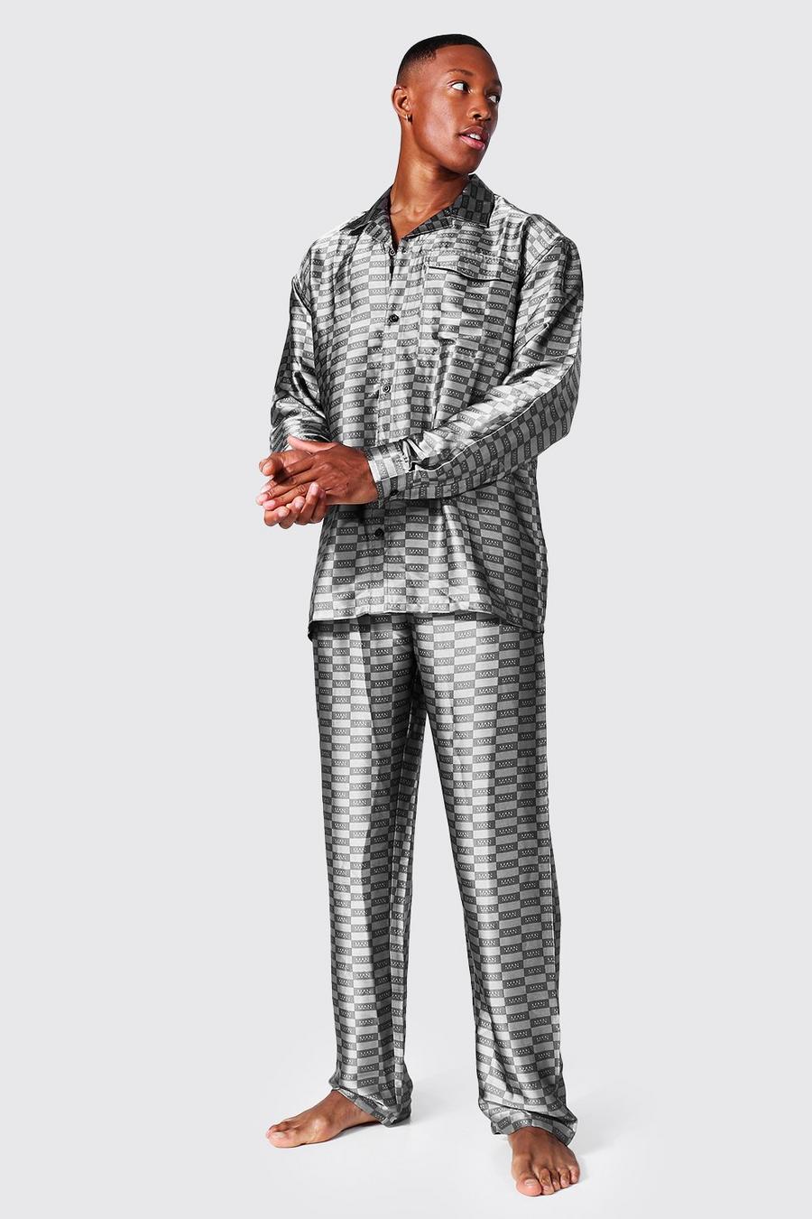 Ensemble de pyjama satiné à manches longues - MAN, Grey image number 1