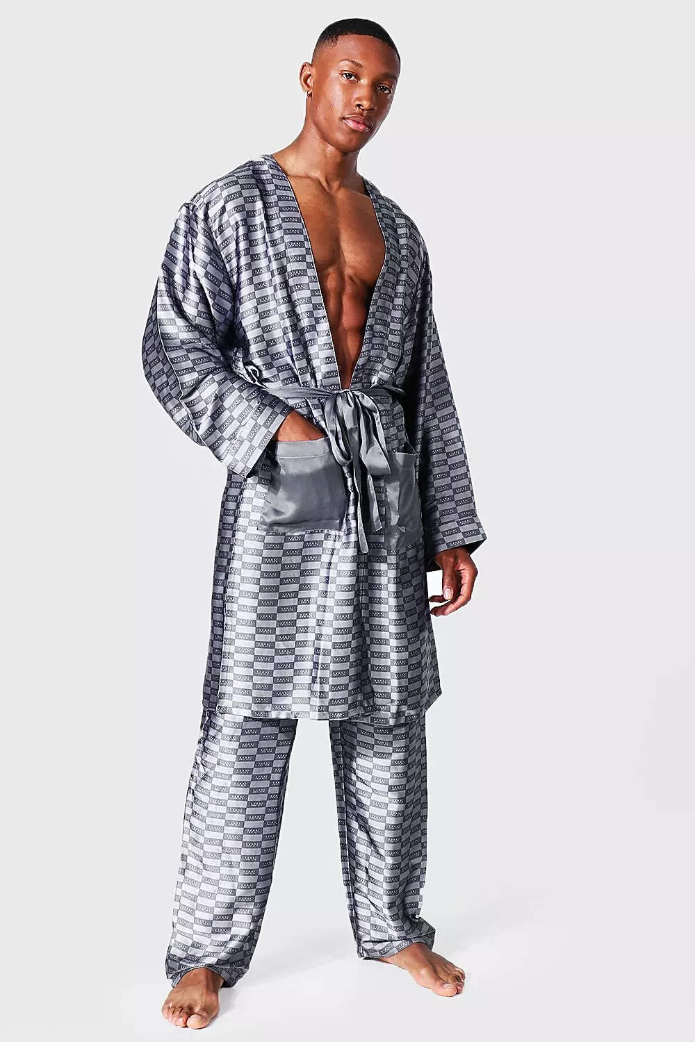 Grey Man Dash Satin Robe alternative image