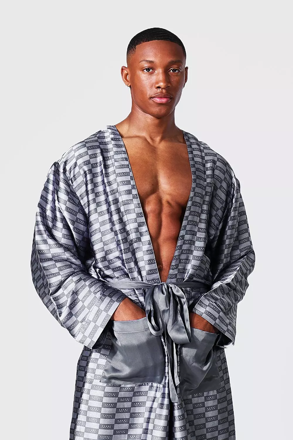 Grey Man Dash Satin Robe alternative image