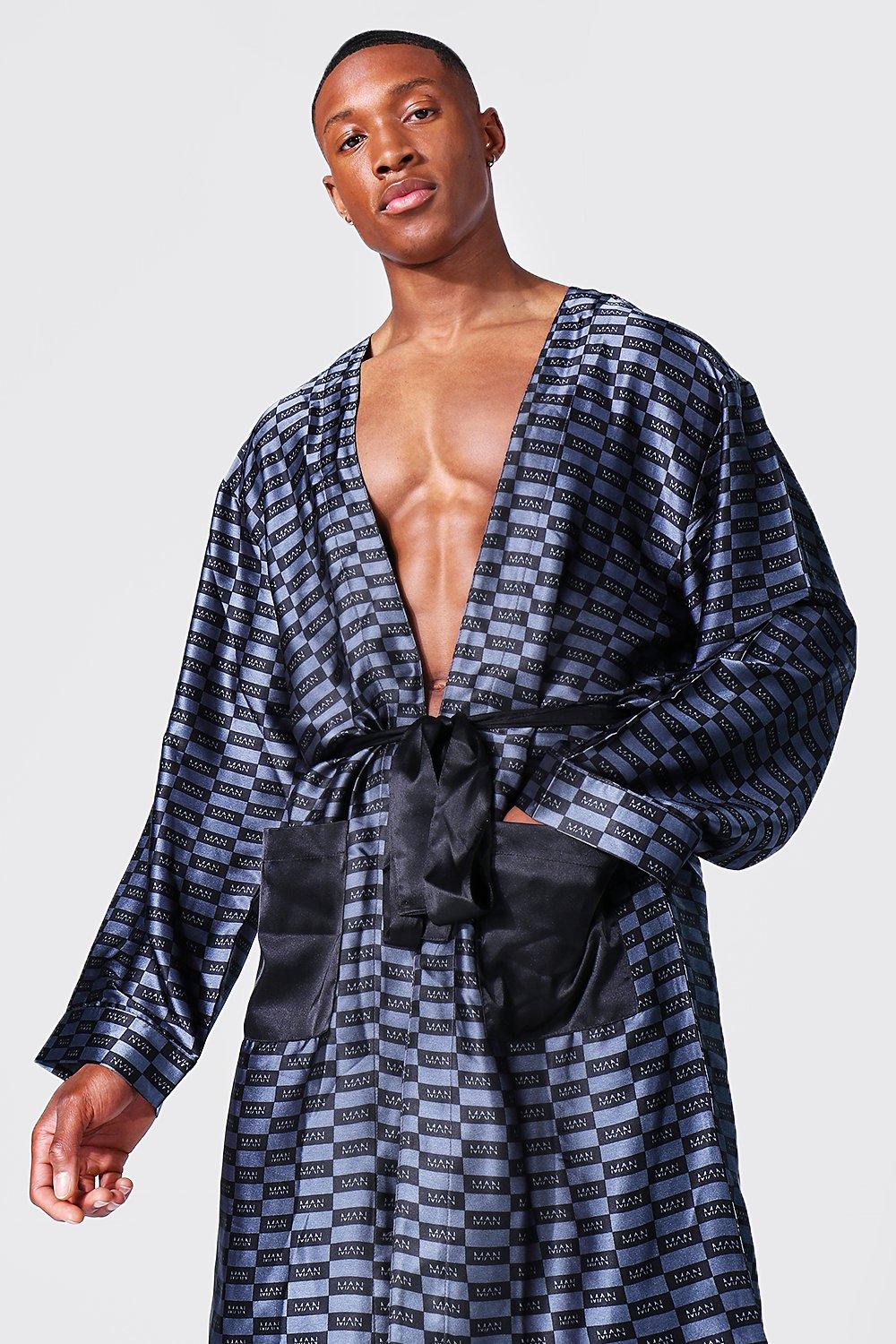 Mens satin best sale robe with hood