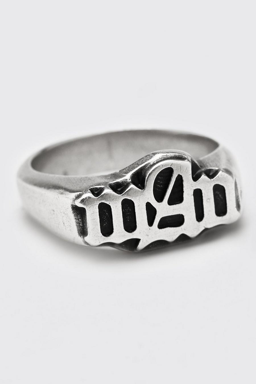 Silver Gothic Man Signet Ring image number 1