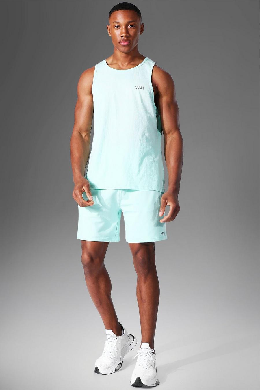Mint Man Active Gym Racer Vest & Short Set image number 1