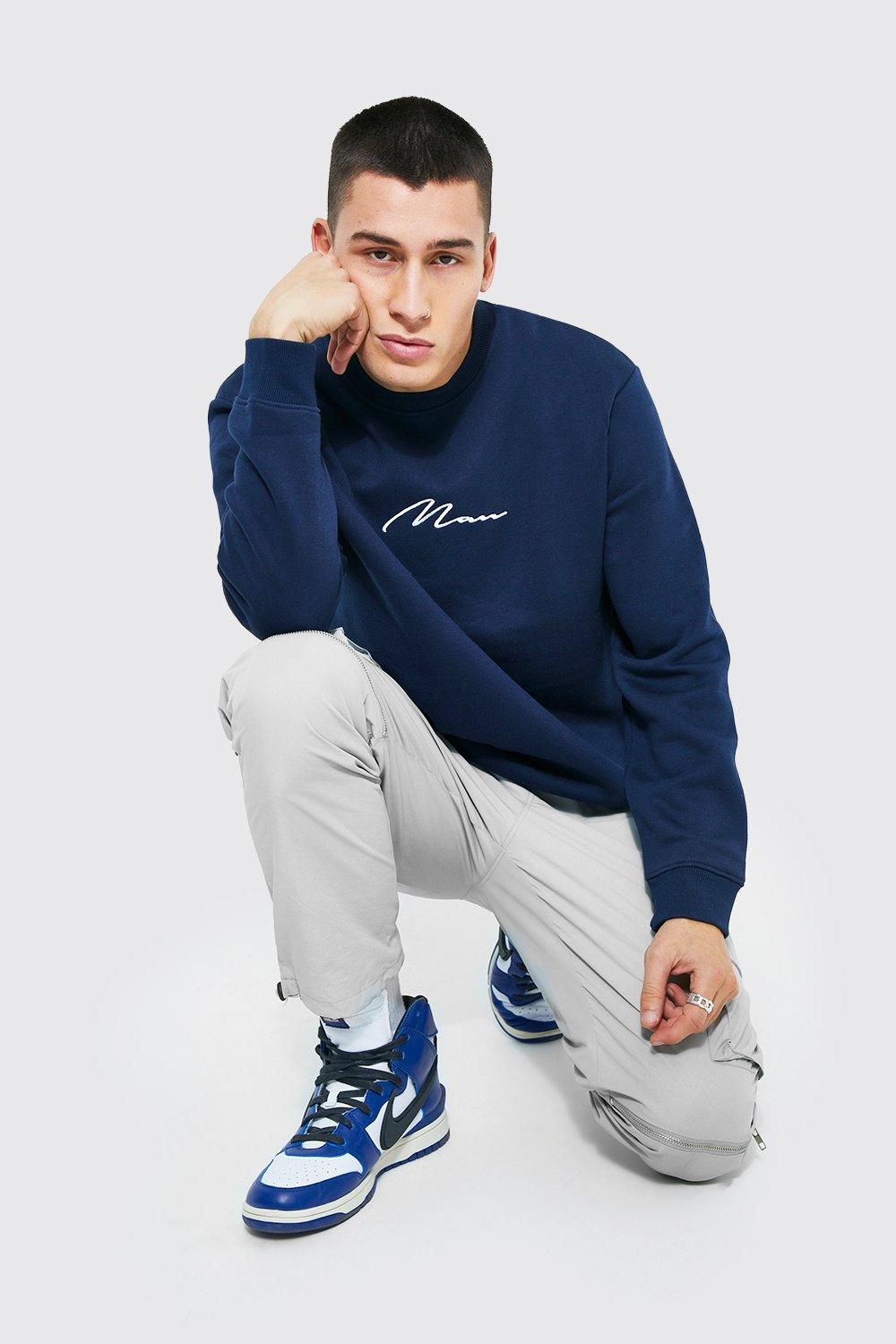 Man Signature Regular Sweatshirt boohoo DK