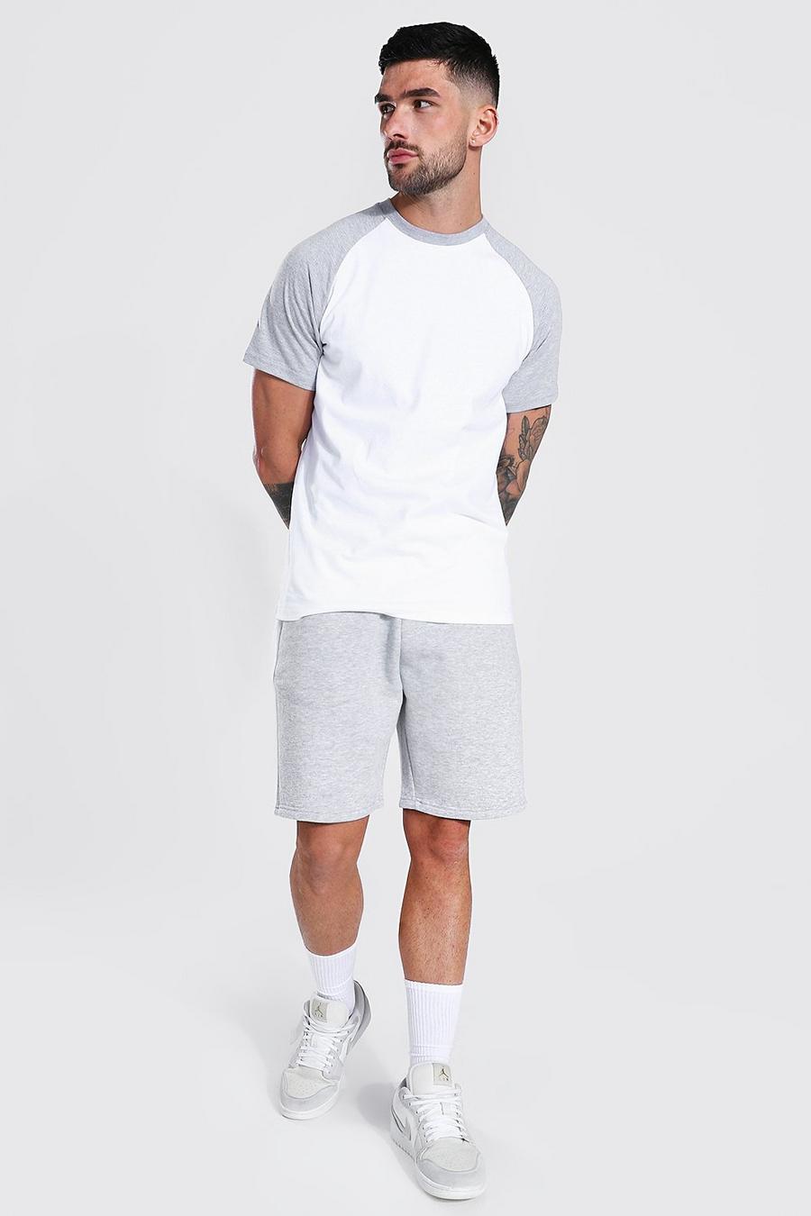 Grey marl Contrast Raglan T-shirt & Short Set image number 1