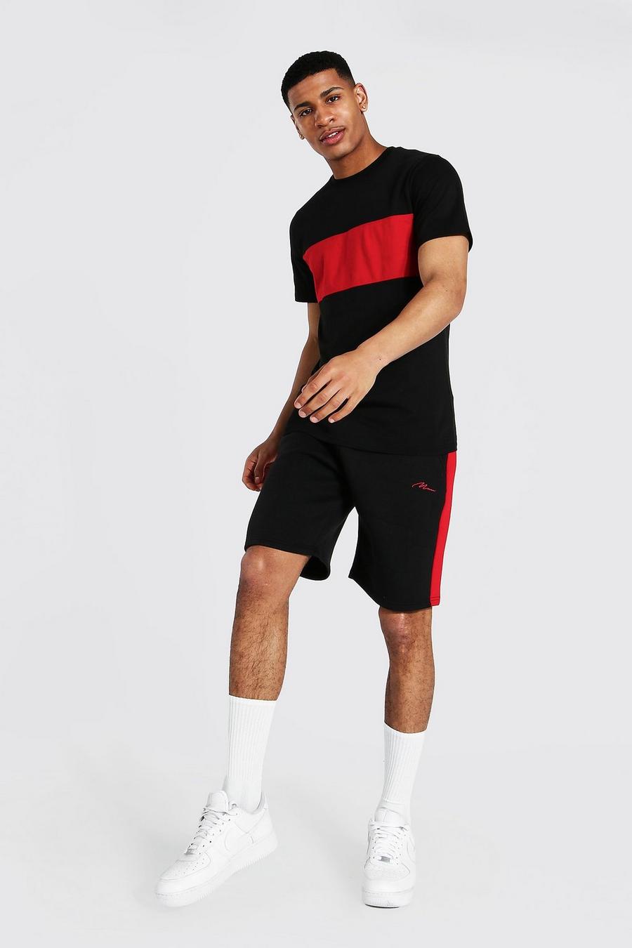 T-shirt et short color block - MAN, Red image number 1