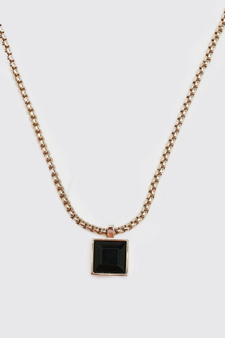 Gold Chain Necklace With Square Pendant image number 1