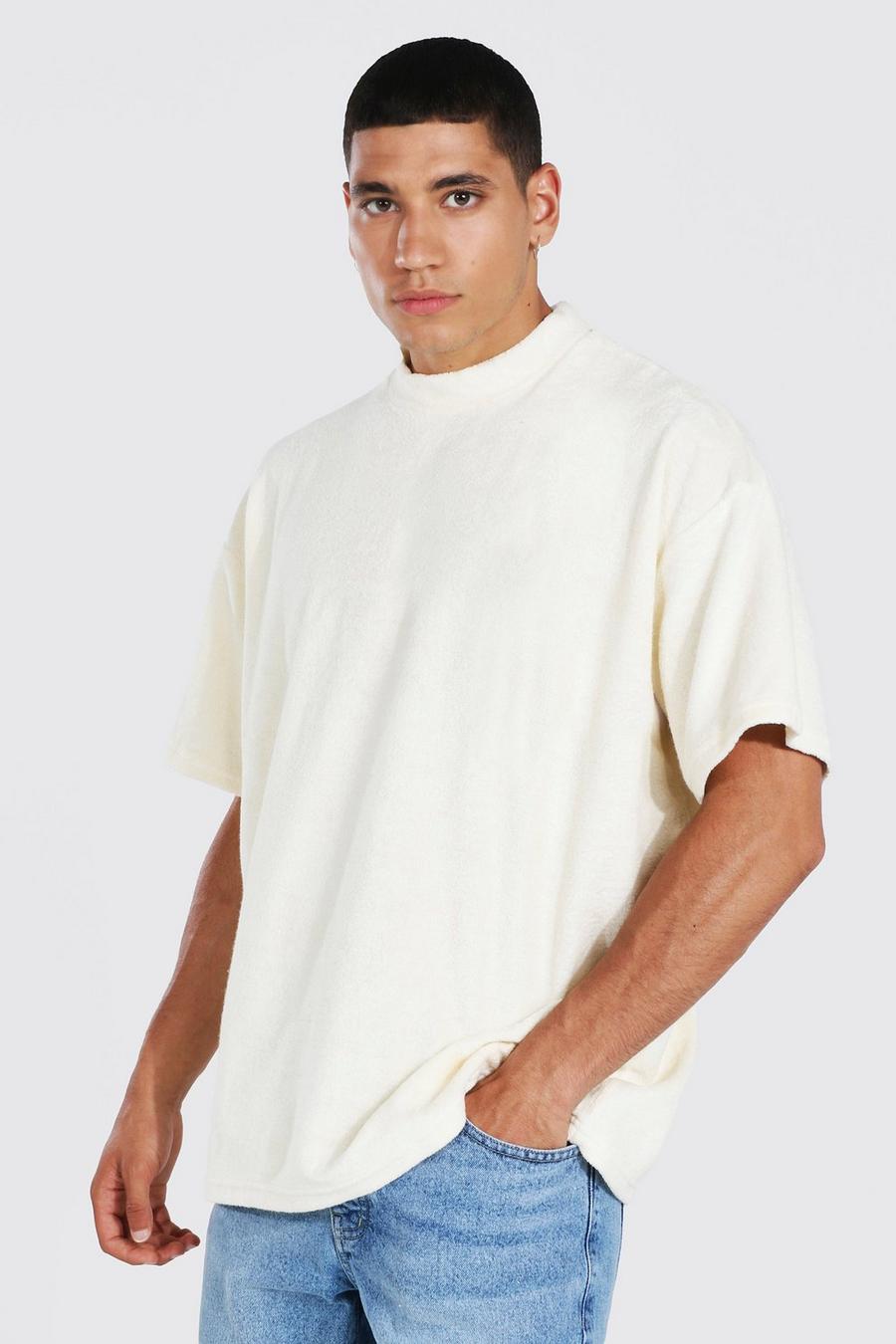 Ecru Oversized Velours T-Shirt image number 1
