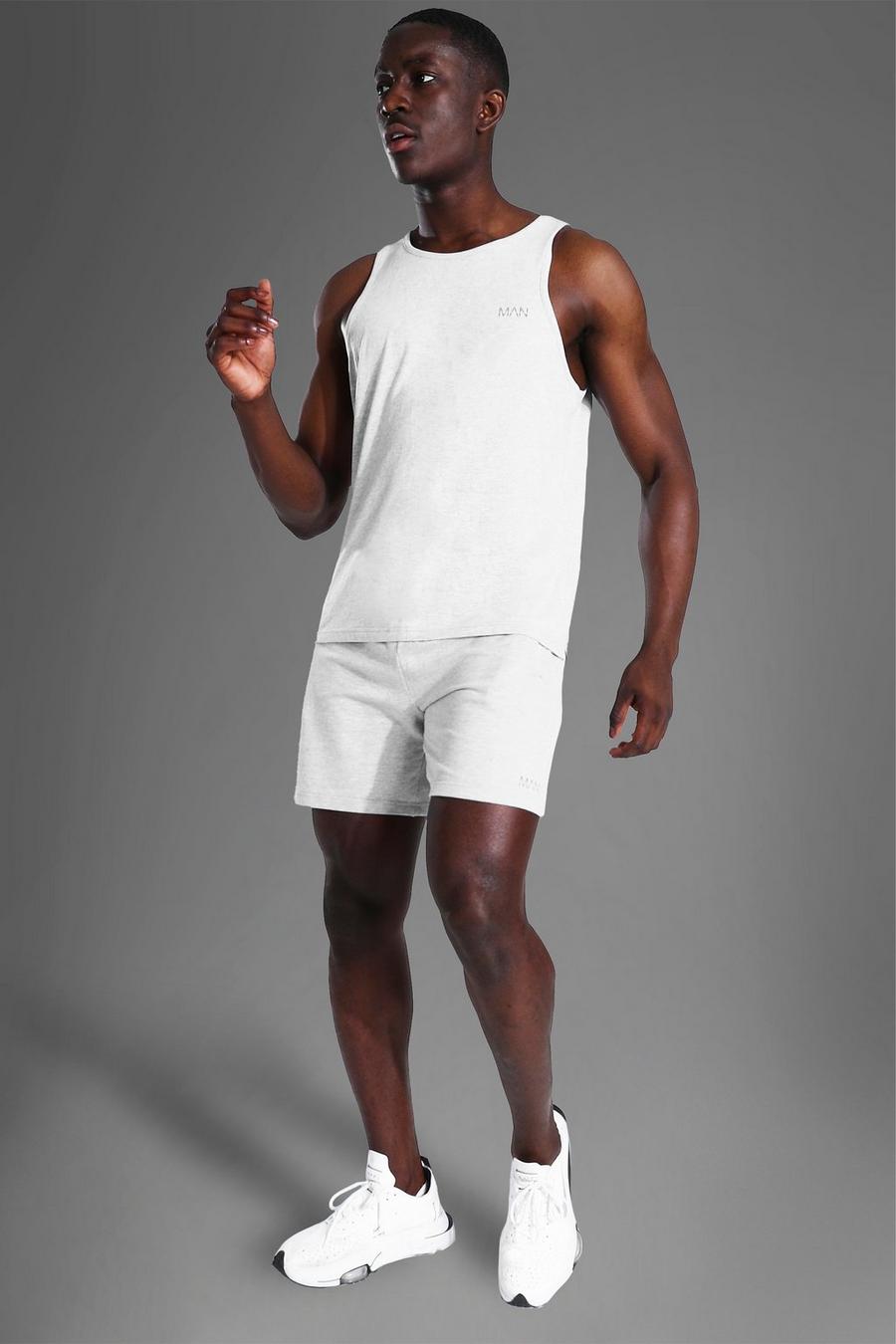 Conjunto de pantalones cortos y camiseta sin mangas con cuello nadador Active Man, Marga gris image number 1
