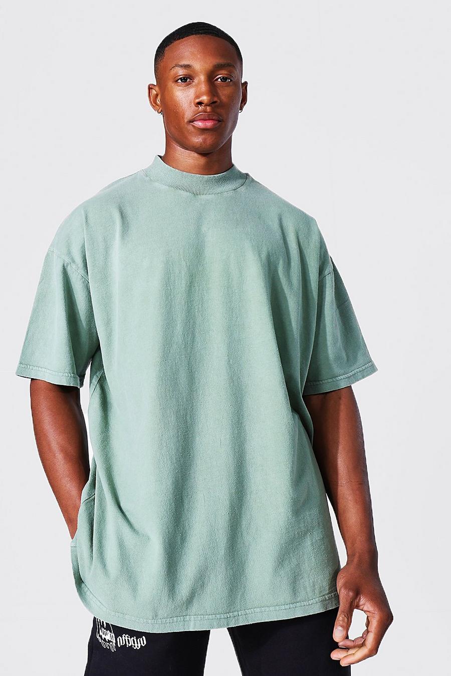 Sage Oversized Gebleekt T-Shirt Met Brede Nek image number 1