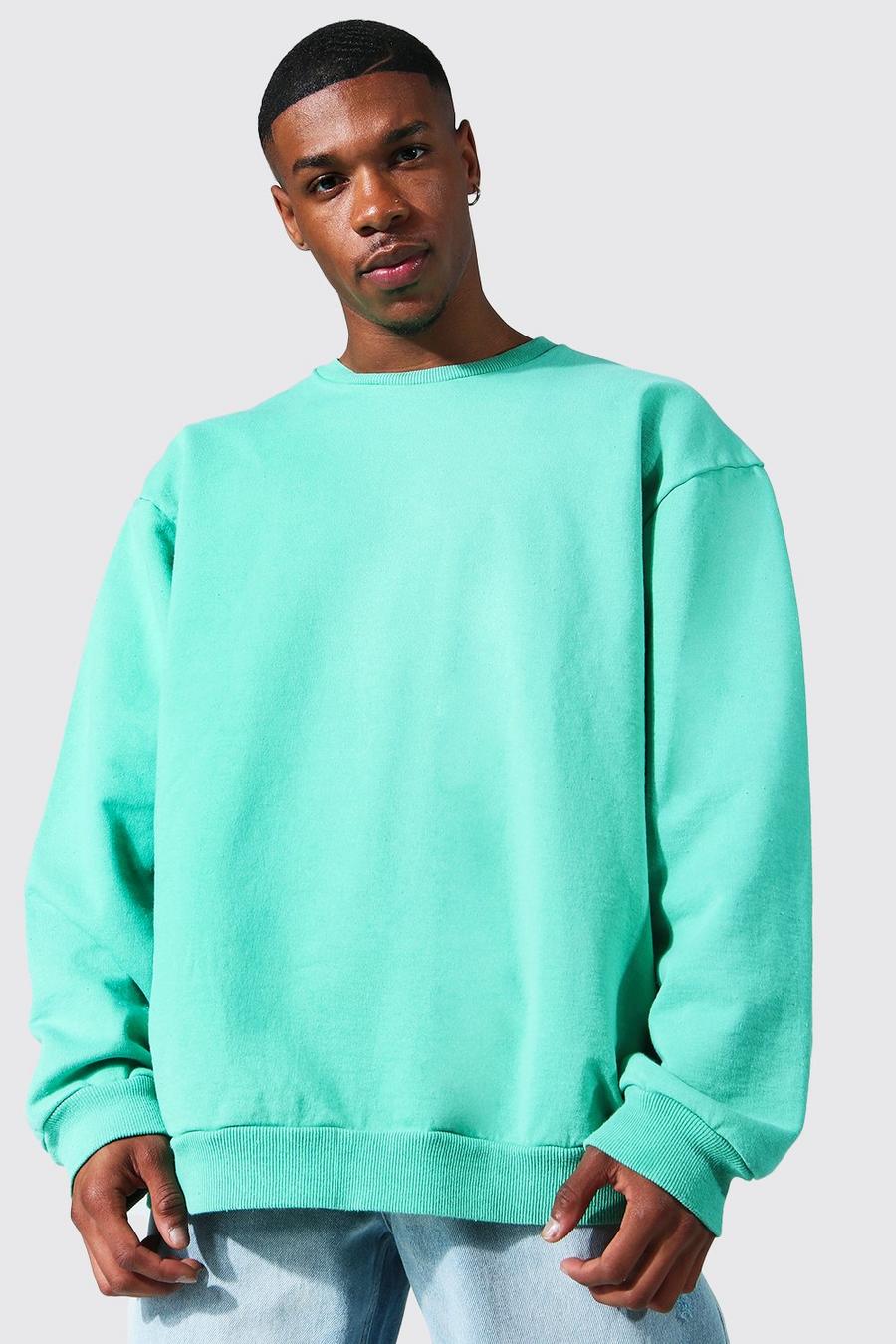Jade grön Oversize sweatshirt med tvättad effekt image number 1