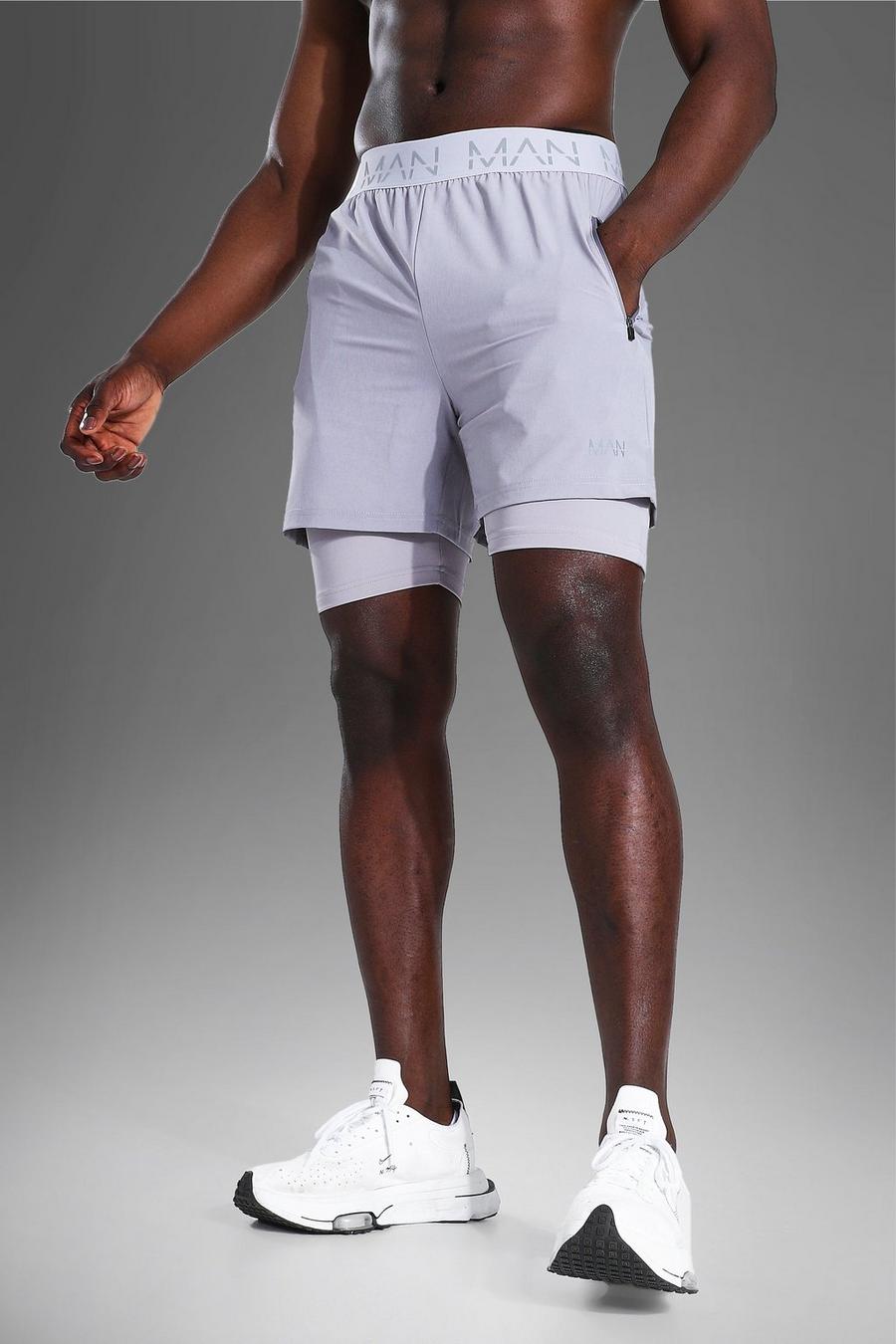 Light grey Man Sportieve 2-In-1 Shorts image number 1