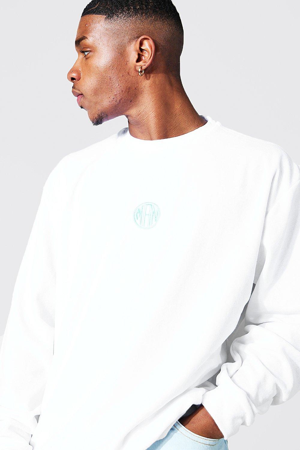 Oversized Man Velour Sweatshirt boohoo