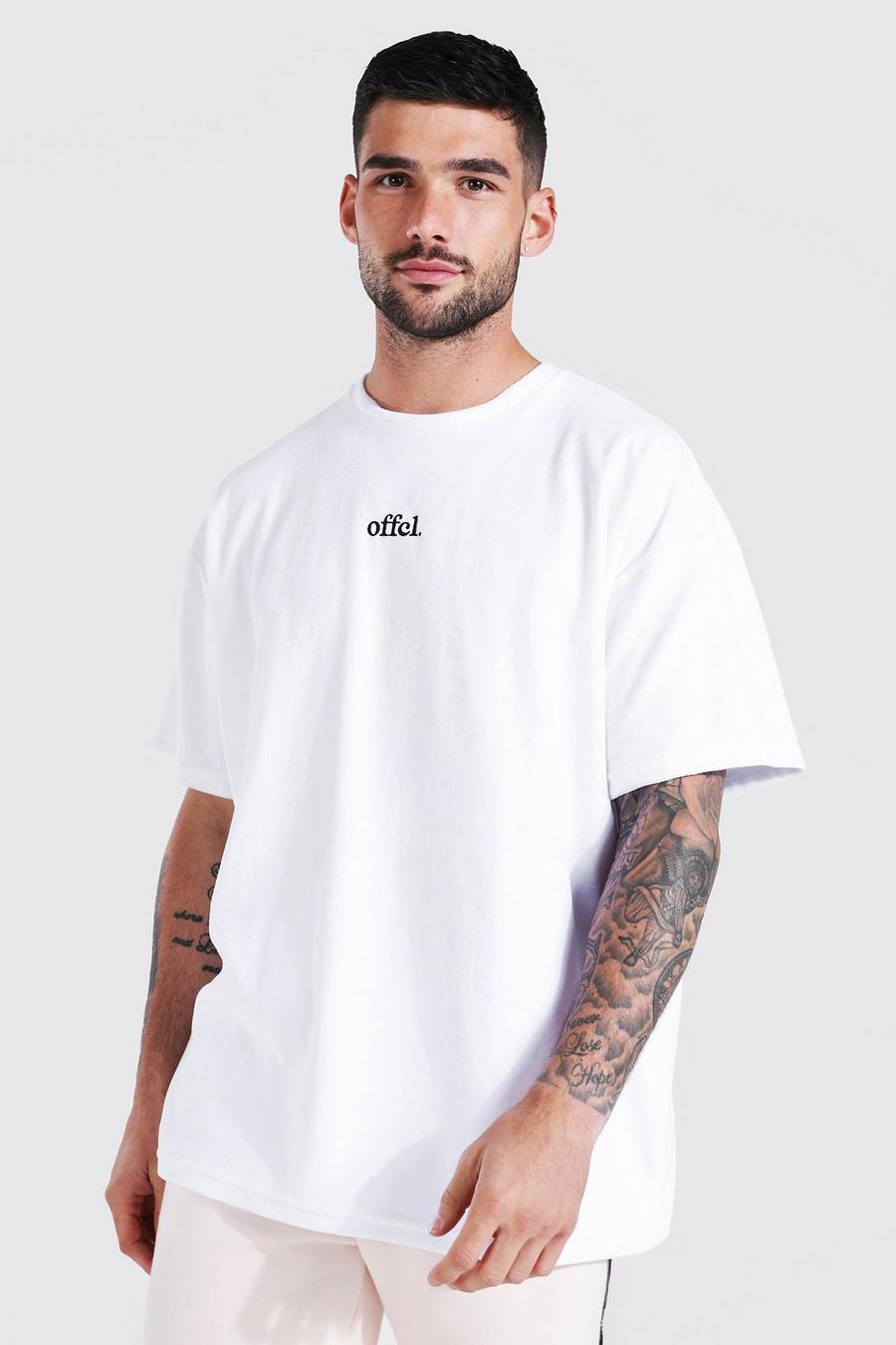 White Oversized Velours Offcl T-Shirt image number 1