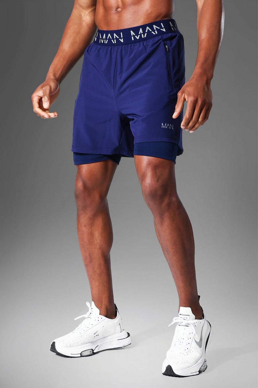 Navy Man Sportieve 2-In-1 Shorts image number 1