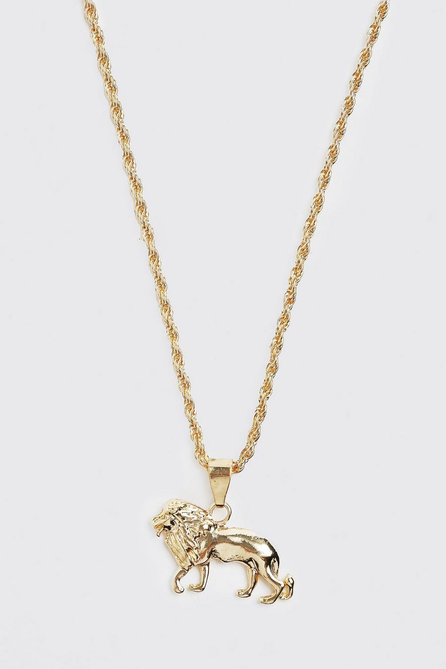 Gold Lion Pendant Necklace image number 1