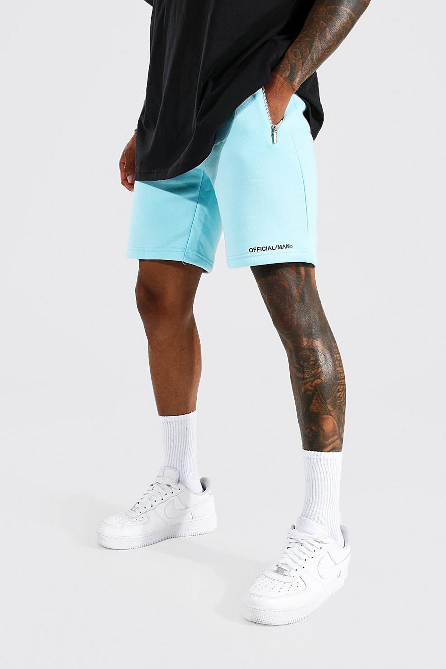 Mittellange Slim Jersey-Shorts mit Official Man Bund, Pale blue image number 1