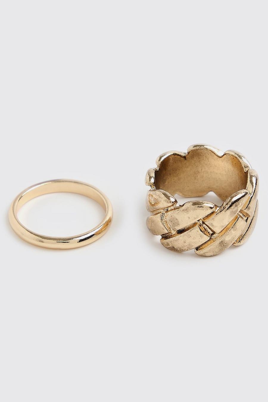 Gold 2 Pack Chunky Chain Ring Set image number 1