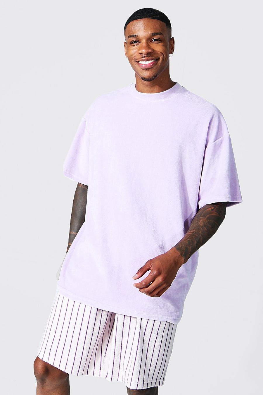 Lilac Oversized Velour T-shirt image number 1