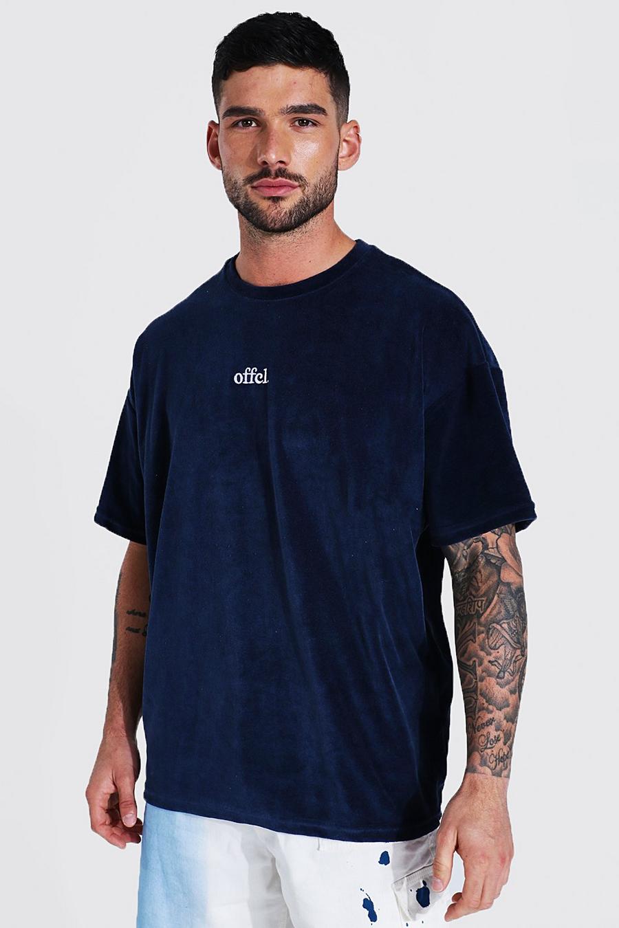 Navy Oversized Offcl Velour T-shirt image number 1