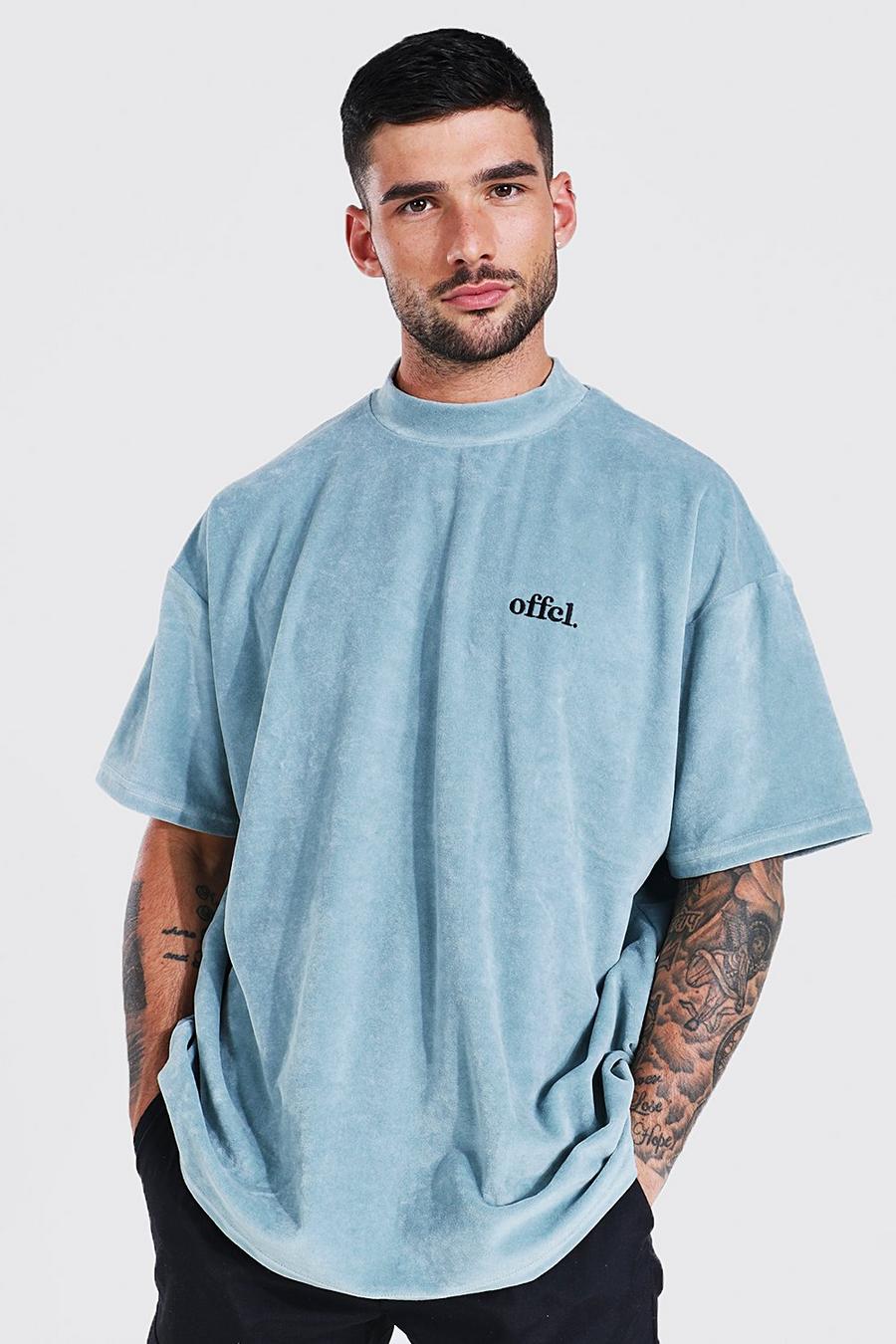 Oversize Official Velour T-Shirt, Dusty blue image number 1