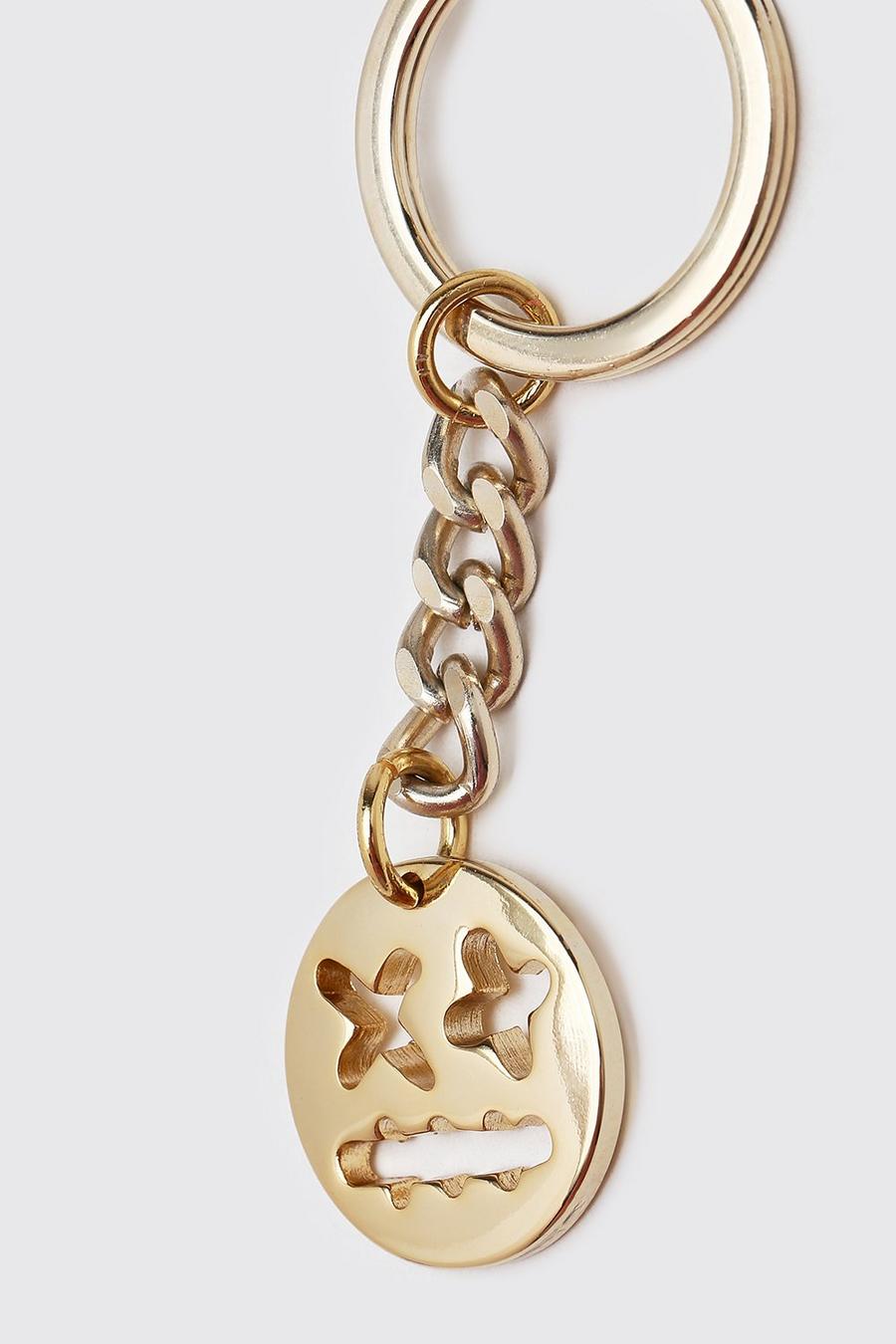 Gold Trippy Face Key Chain image number 1