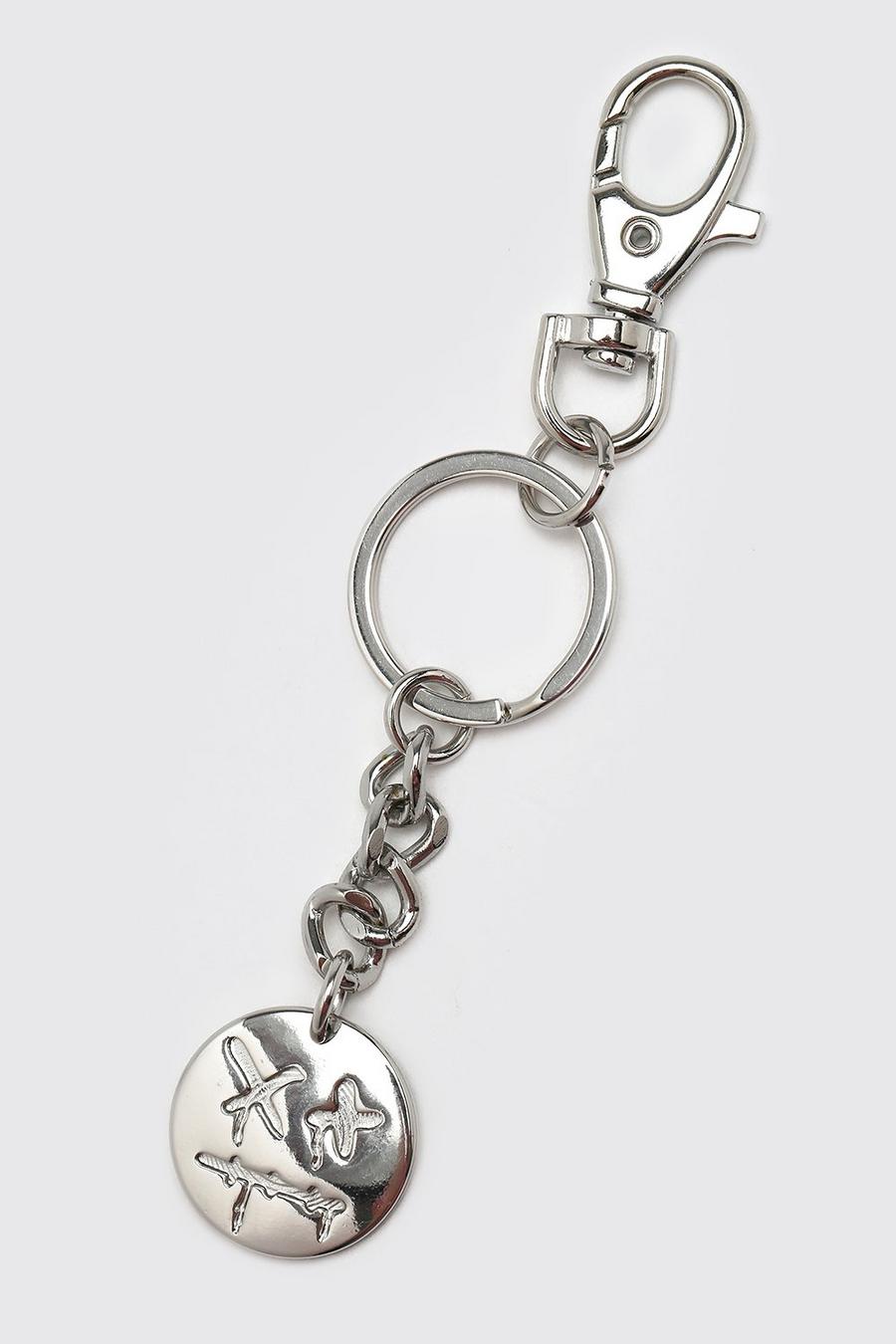 Silver Trippy Face Key Chain image number 1