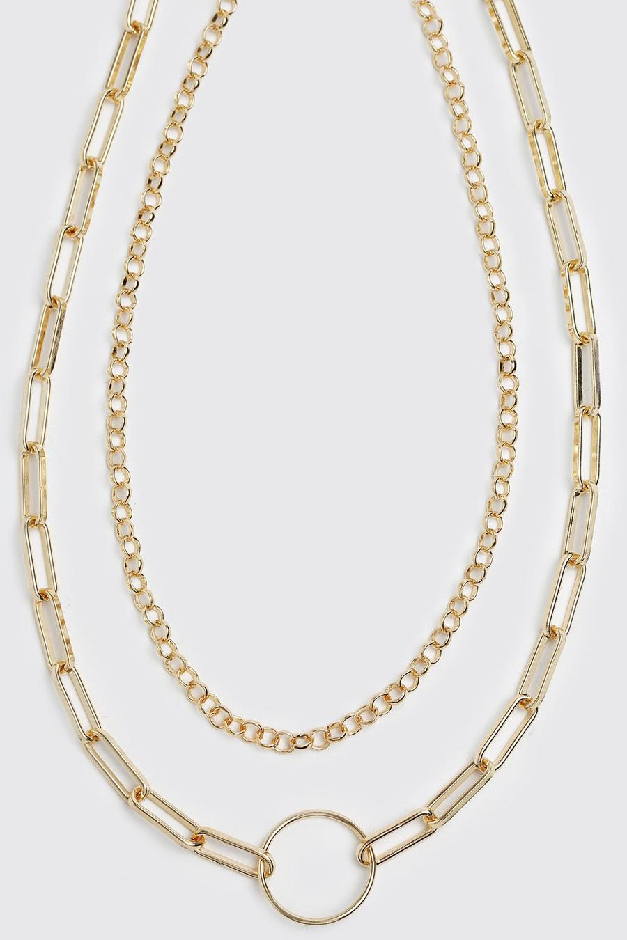 Gold Double Layer Chunky Chain With Ring image number 1