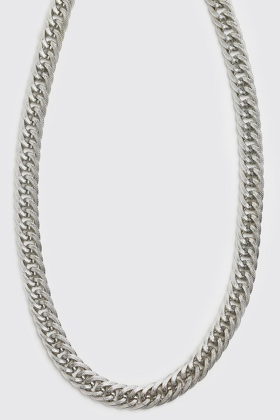 White Mens Necklaces BoohooMAN Necklaces for Men BoohooMAN Heavy Weight Toggle Detail Chain Necklace in Silver 