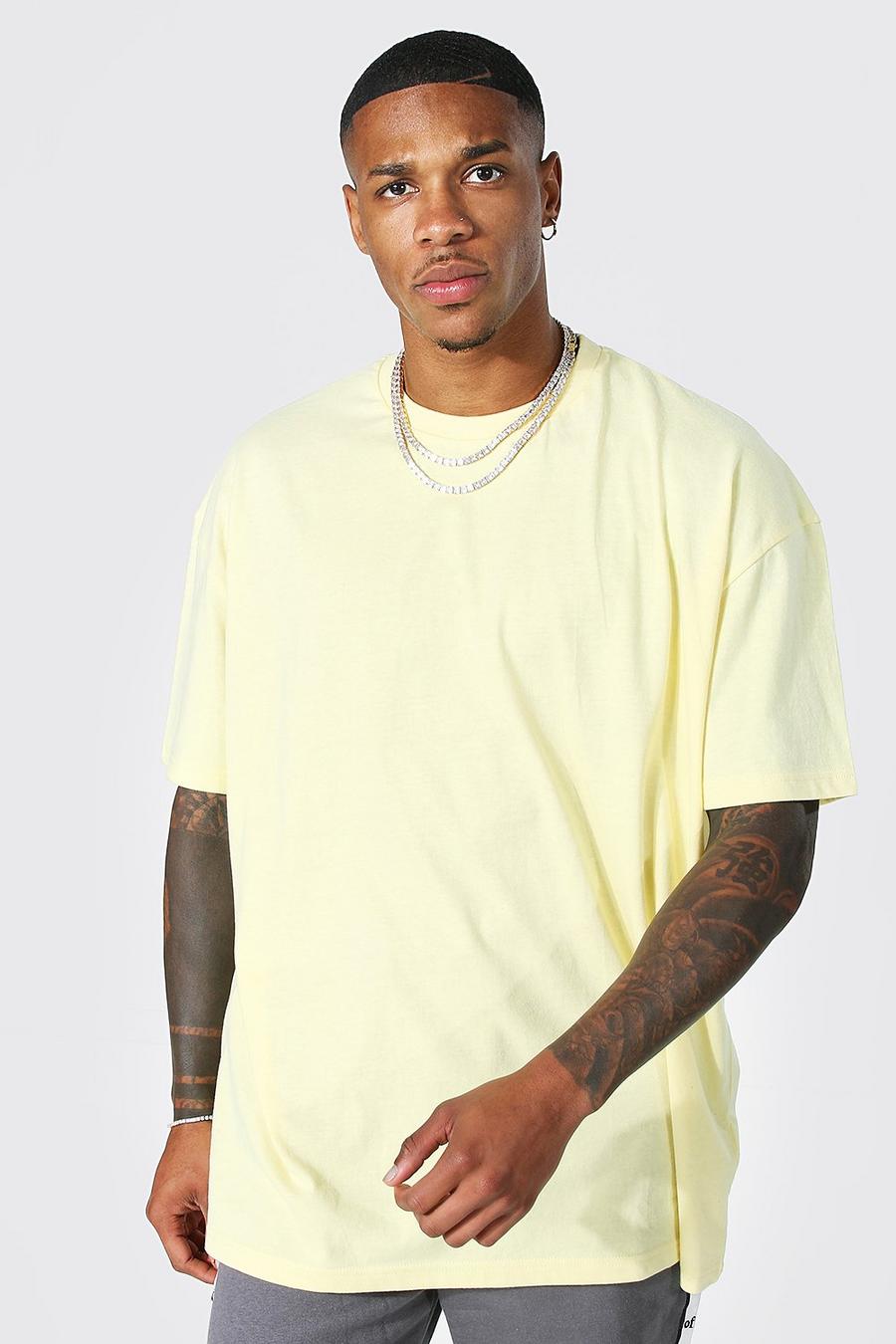 Yellow Oversized Crew Neck T-shirt image number 1