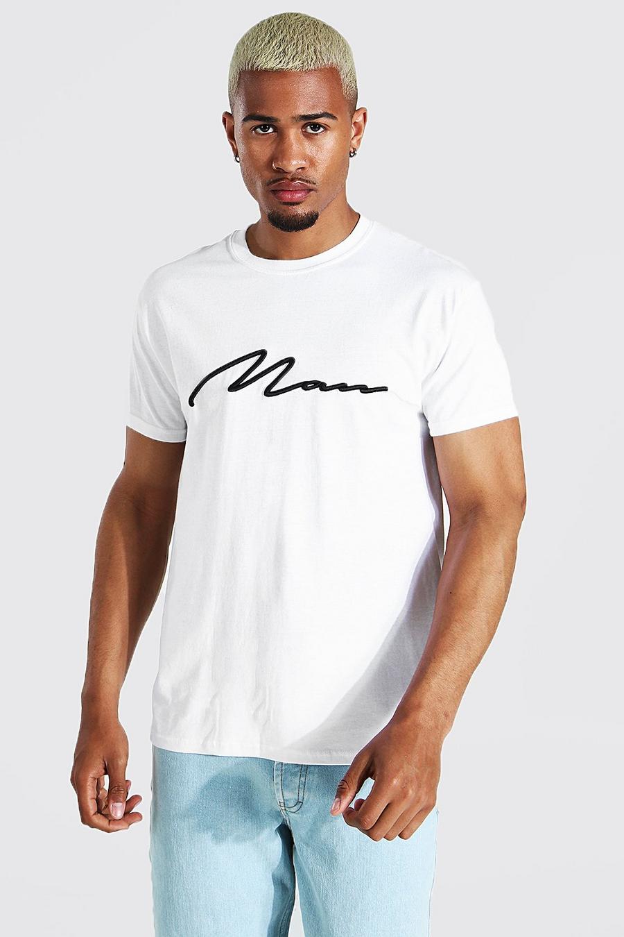 T-shirt à broderie 3D signature Man, Blanc image number 1
