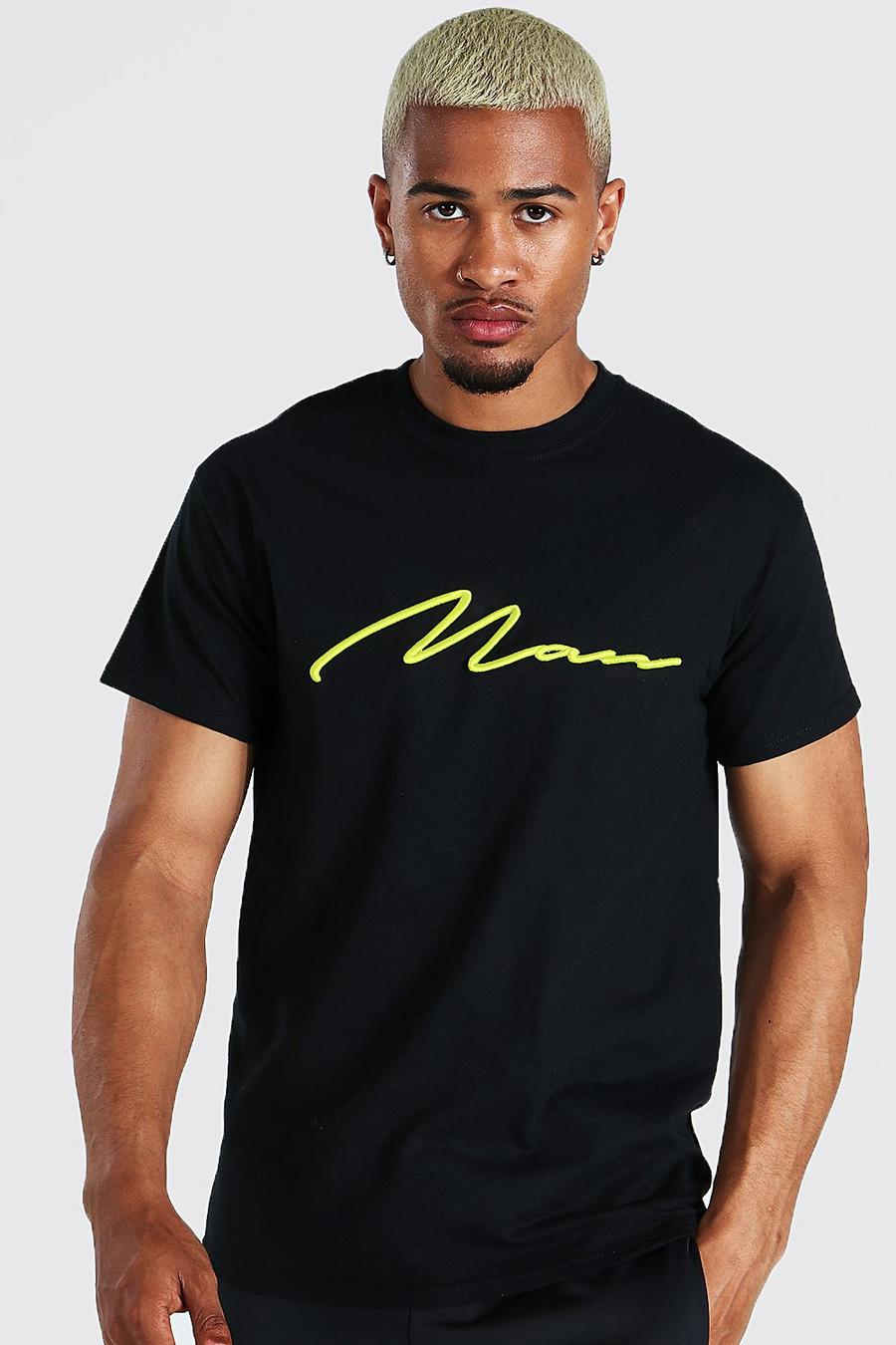 Camiseta con bordado 3D de firma MAN, Black image number 1
