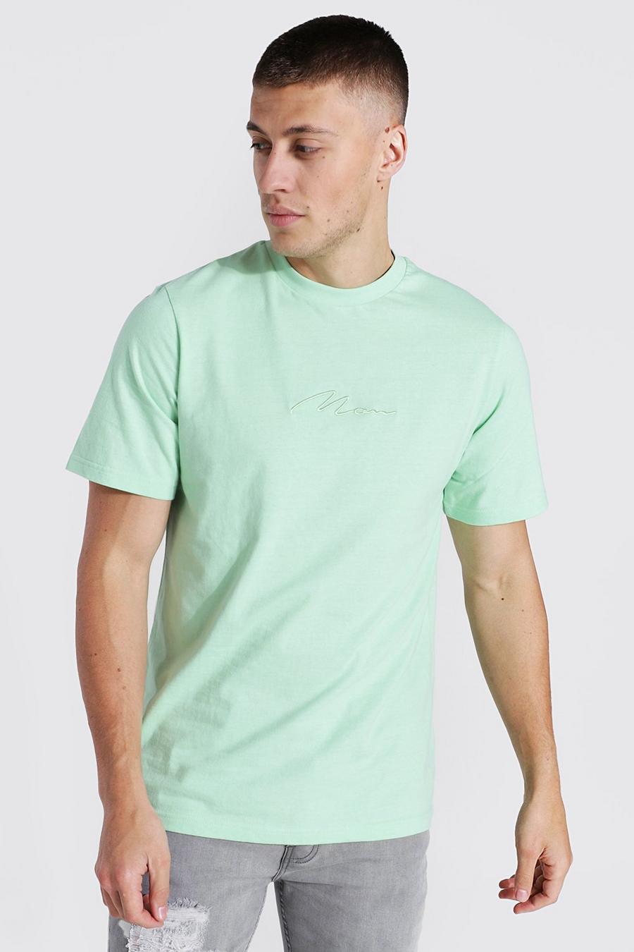 Light green Man Signature Crew Neck T-shirt image number 1