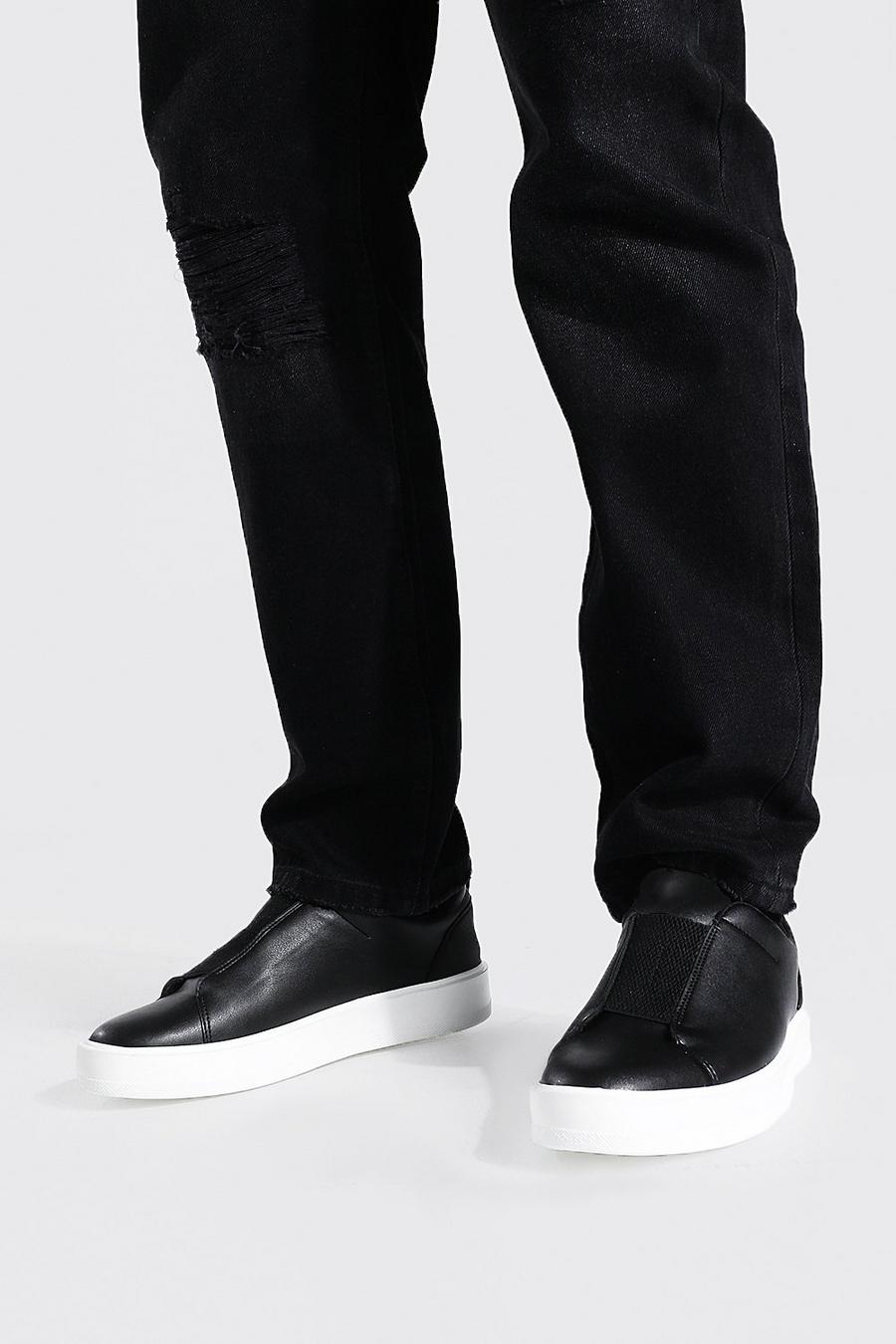 שחור נעלי ספורט אלגנטיות במראה עור image number 1