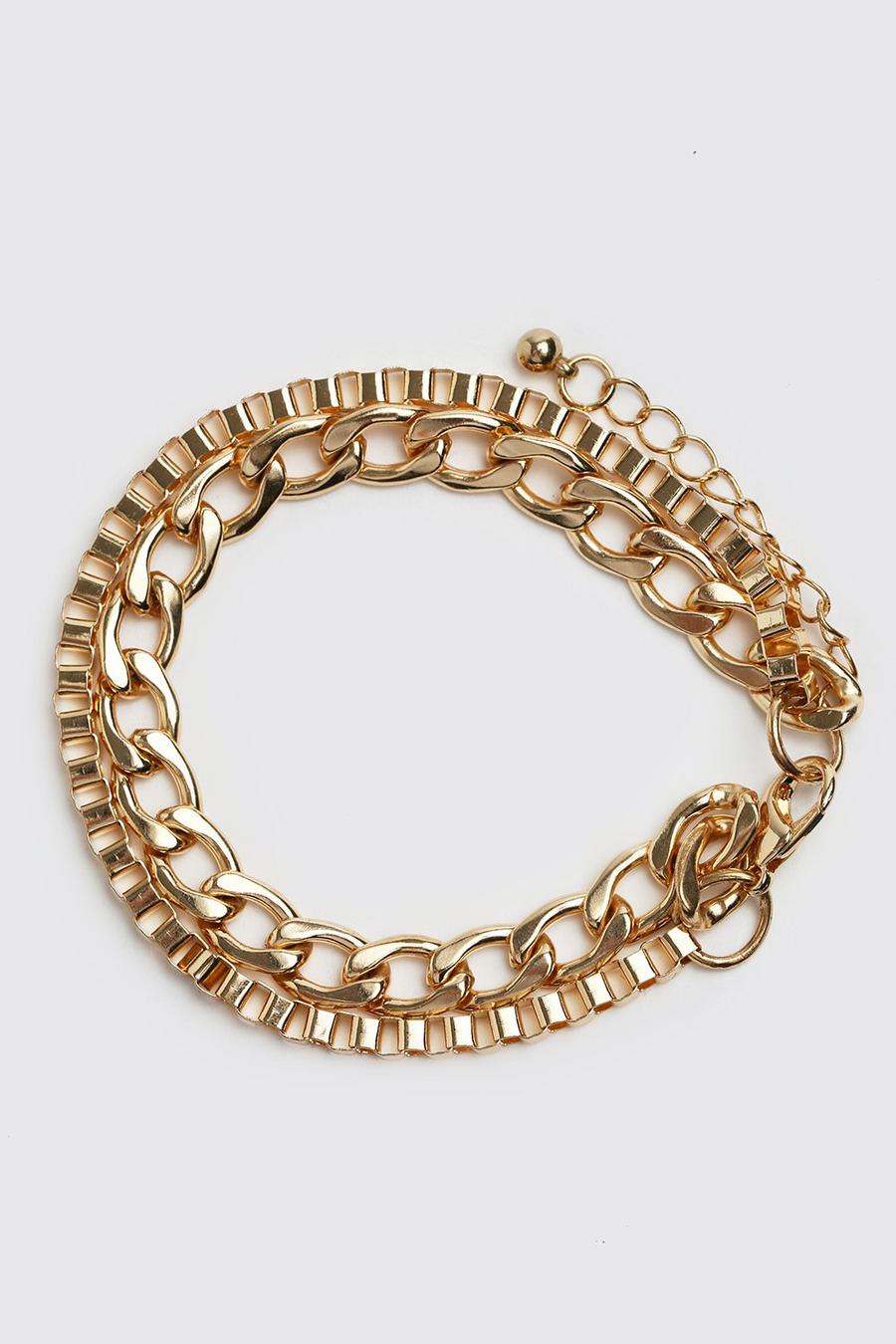 Gold Double Layer Chunky Chain Bracelet image number 1