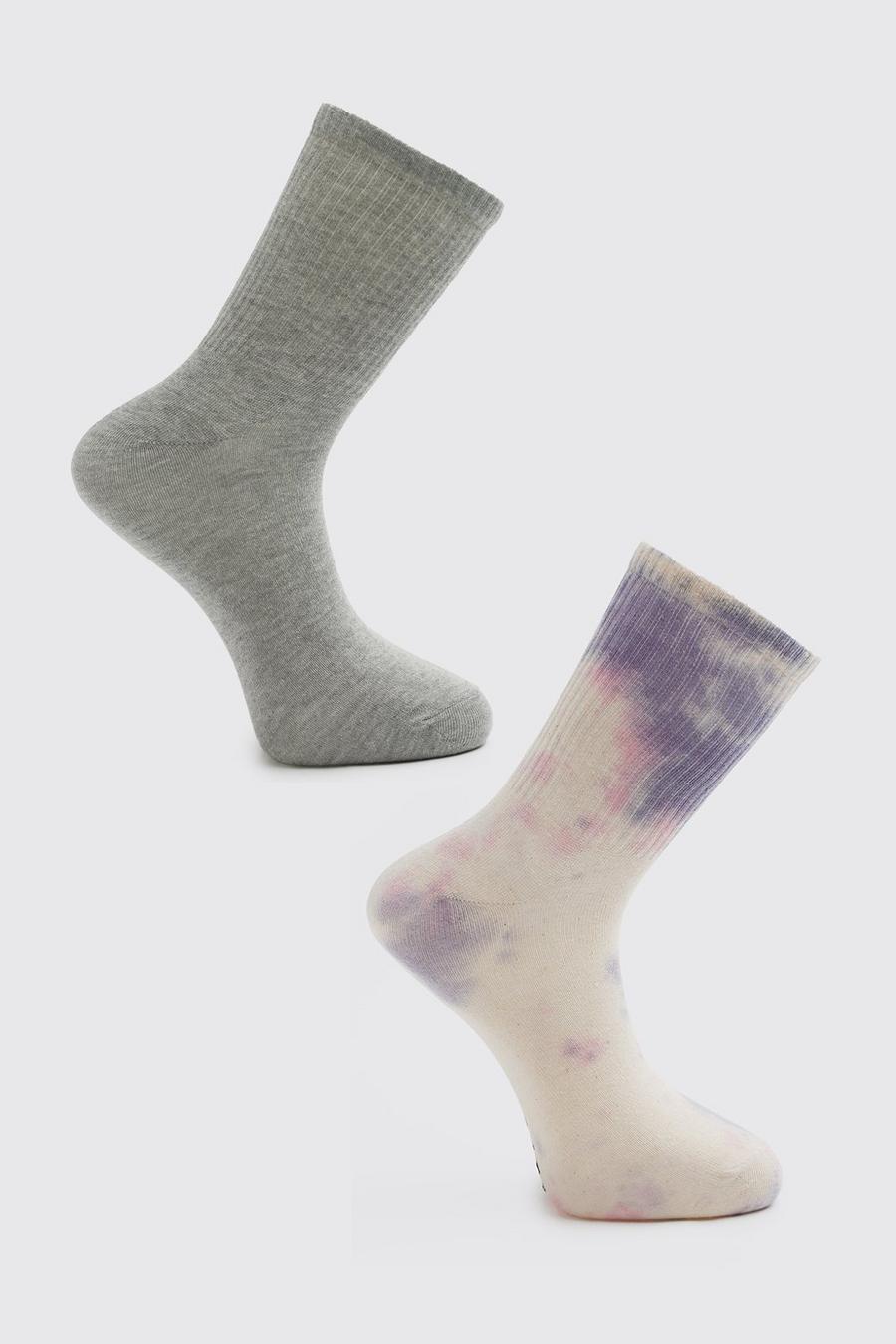 Lot de 2 paires de chaussettes effet tie-dye, Violet image number 1