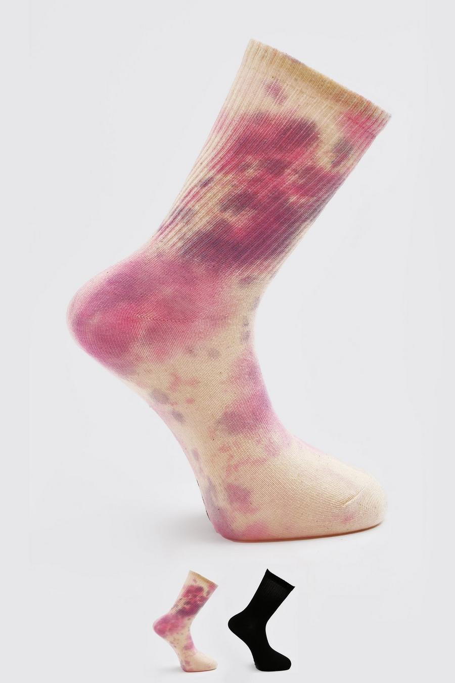 Pink 2 Pack Tie Dye Socks image number 1