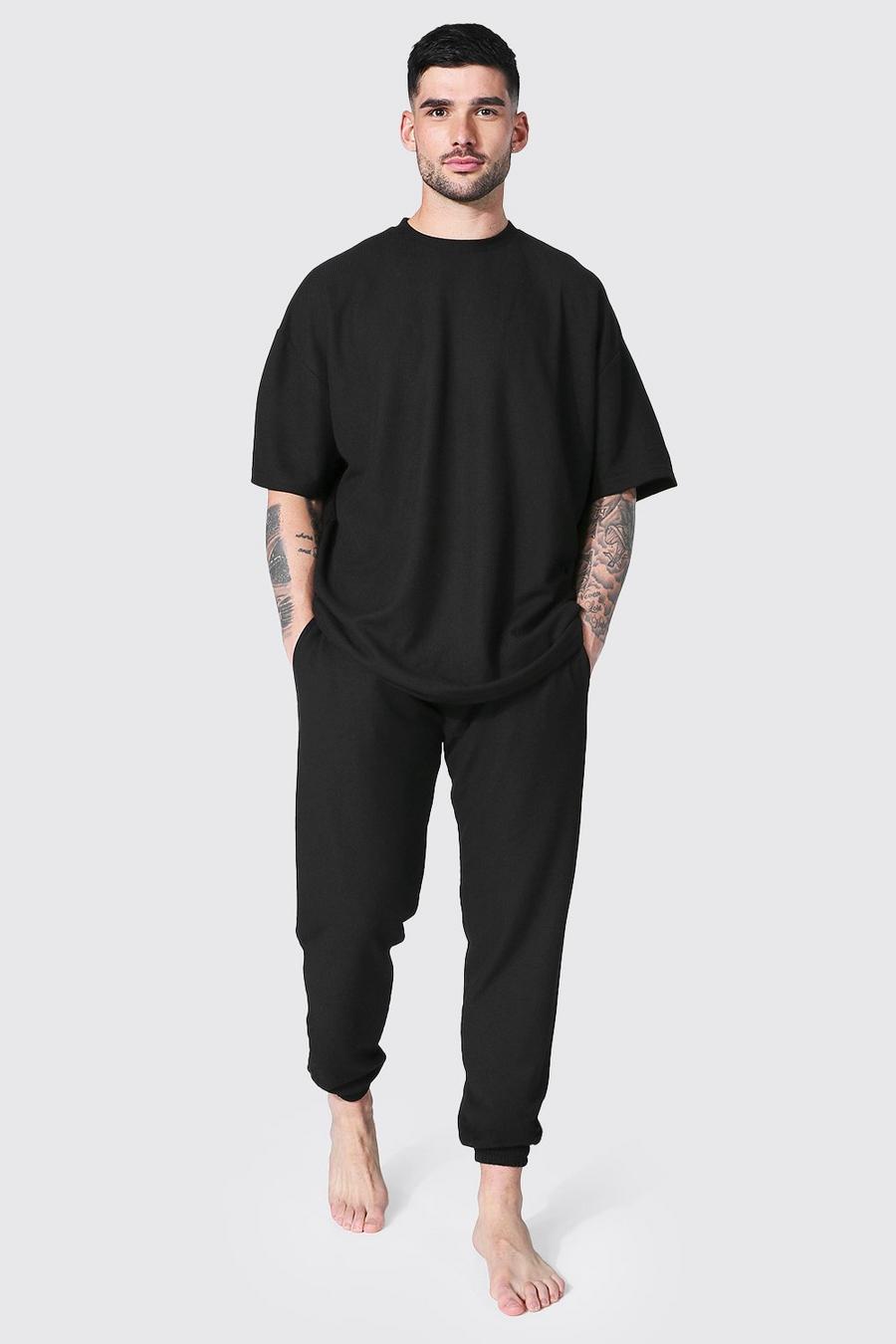 Black svart T-shirt och shorts med struktur image number 1