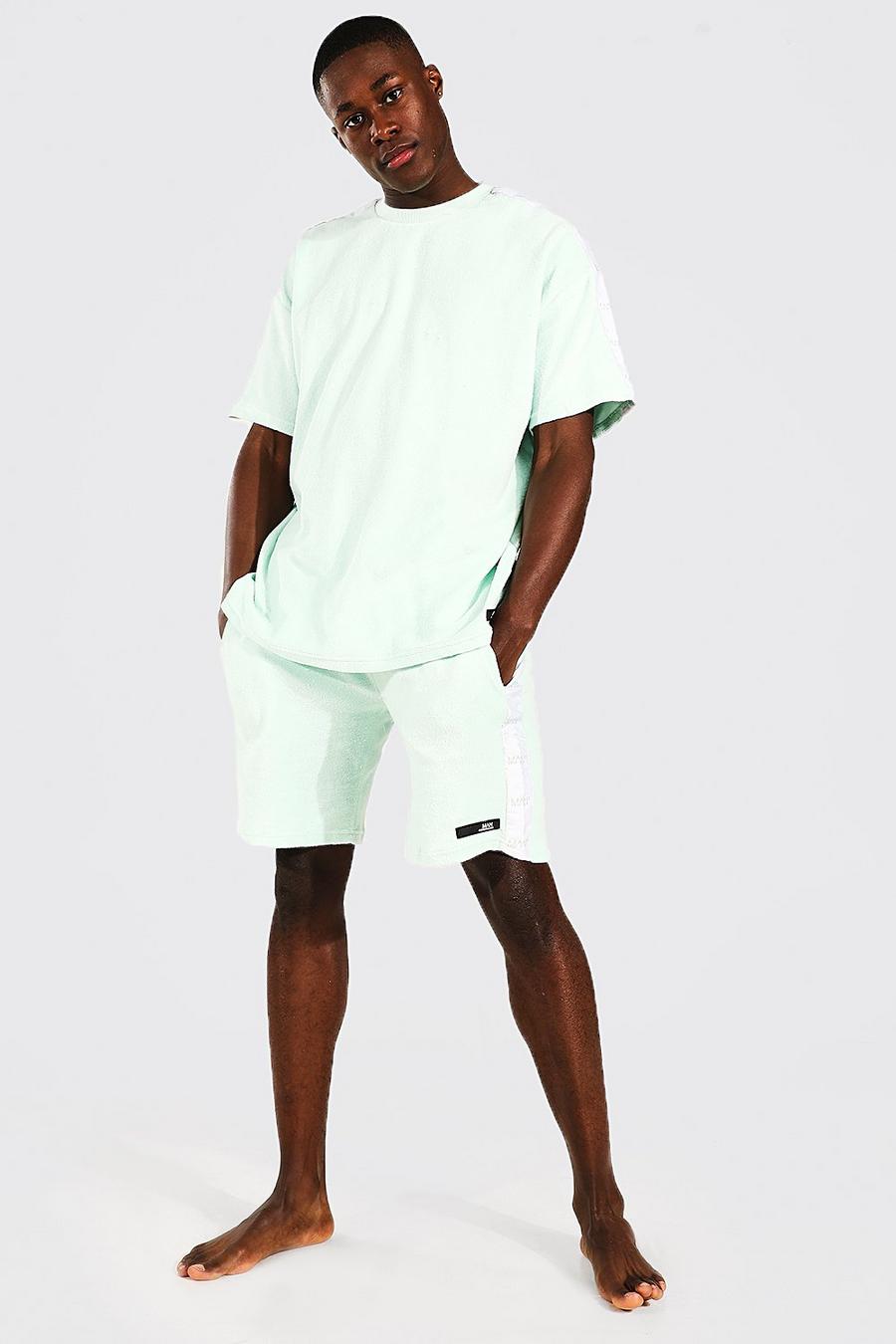 Mint Oversized Man Tape Towelling T-Shirt and Short Set image number 1