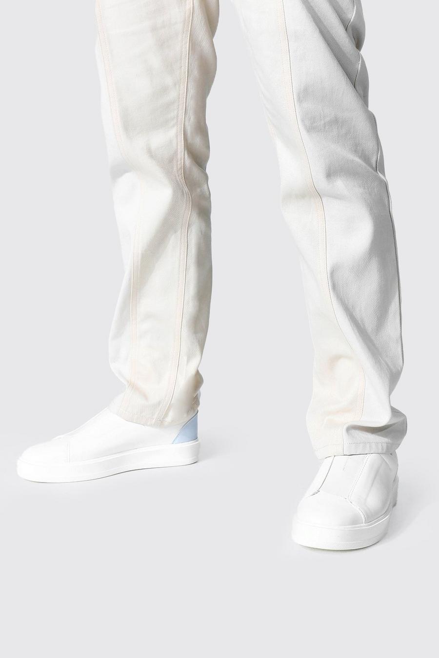 White Faux Leather Smart Sneakers image number 1